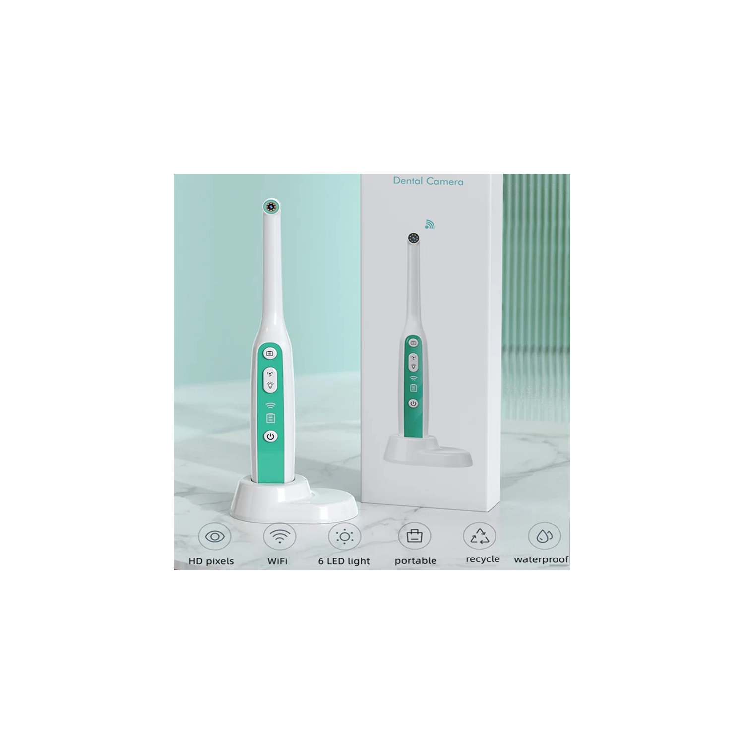 Caméra de contrôle de la bouche visuelle Wi-Fi Caméra d'examen de la bouche Compatible avec Android et iPhone, pour les individus et les animaux de