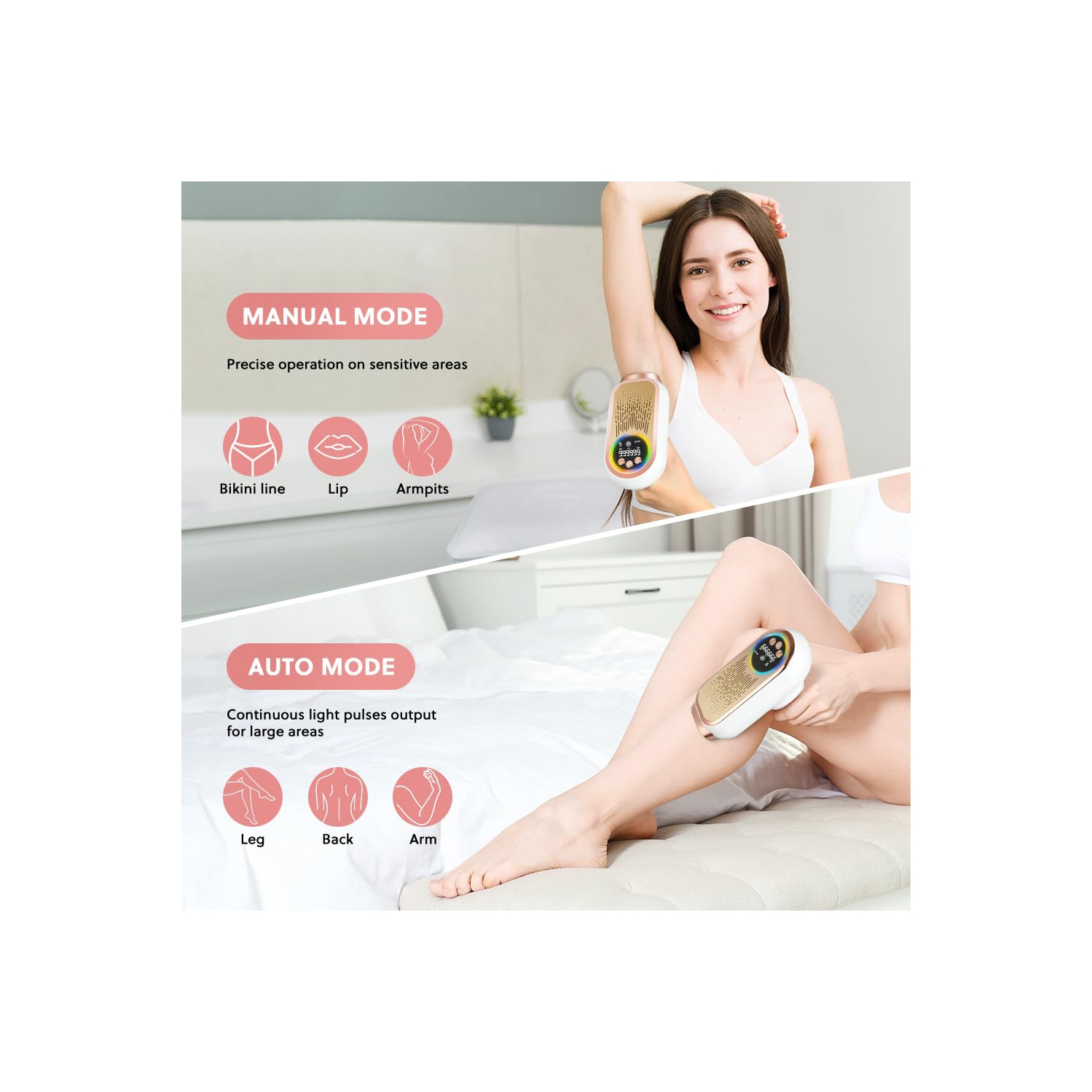 Épilateur laser IPL, épilateur laser 3 en 1 avec mode HR/SC/RA, lumière pulsée Power Epilator avec 9 niveaux, épilation laser pour tout le corps