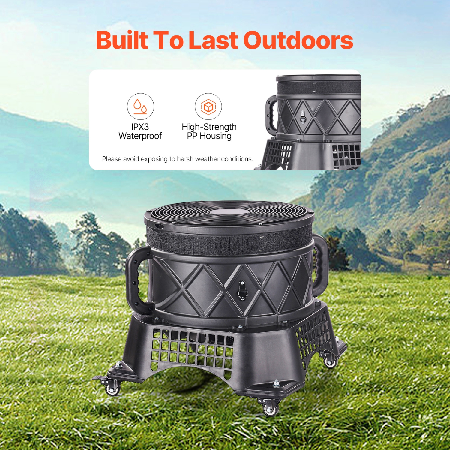 VEVOR 1 HP Inflatable Tube Man Blower, Blower Fan for Wacky Waving Inflatable Tube Guy, PP Shell, IPX3 Waterproof, Fits 18" Diameter Inflatable Wind