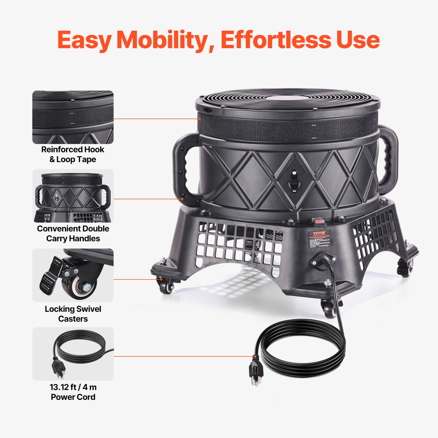 VEVOR 1 HP Inflatable Tube Man Blower, Blower Fan for Wacky Waving Inflatable Tube Guy, PP Shell, IPX3 Waterproof, Fits 18" Diameter Inflatable Wind