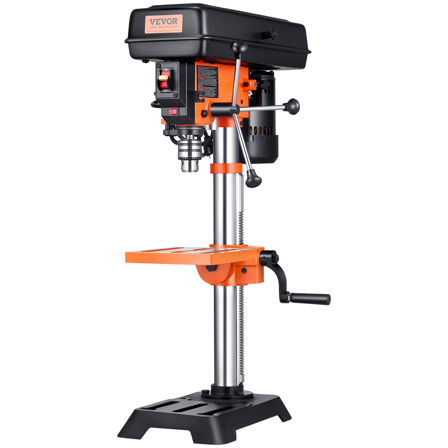 VEVOR 3.2 Amp Benchtop Drill Press, 5-Speed Adjustable with 650/1050/1800/2350/3100 RPM, 10in Swing, Cast Iron Frame, 0-45° Tilt Worktable, Work