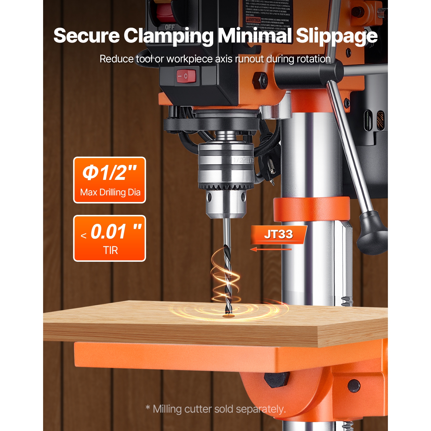 VEVOR 3.2 Amp Benchtop Drill Press, 5-Speed Adjustable with 650/1050/1800/2350/3100 RPM, 10in Swing, Cast Iron Frame, 0-45° Tilt Worktable, Work