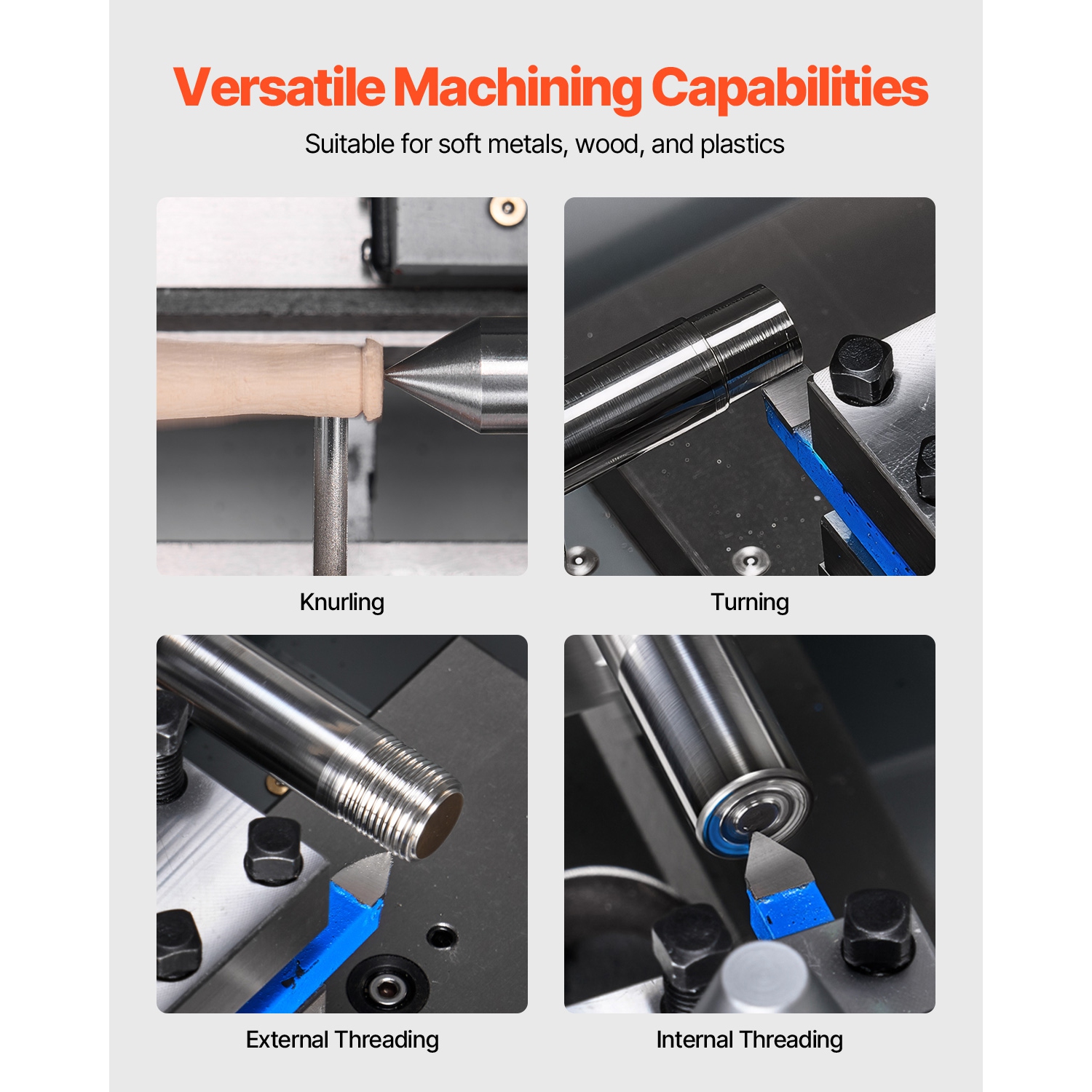 VEVOR 8x16 in Metal Lathe, 550W Benchtop Machine, 0-2500 RPM Variable Speed, with 0.0003in Spindle Accuracy, for Processing Precision Parts