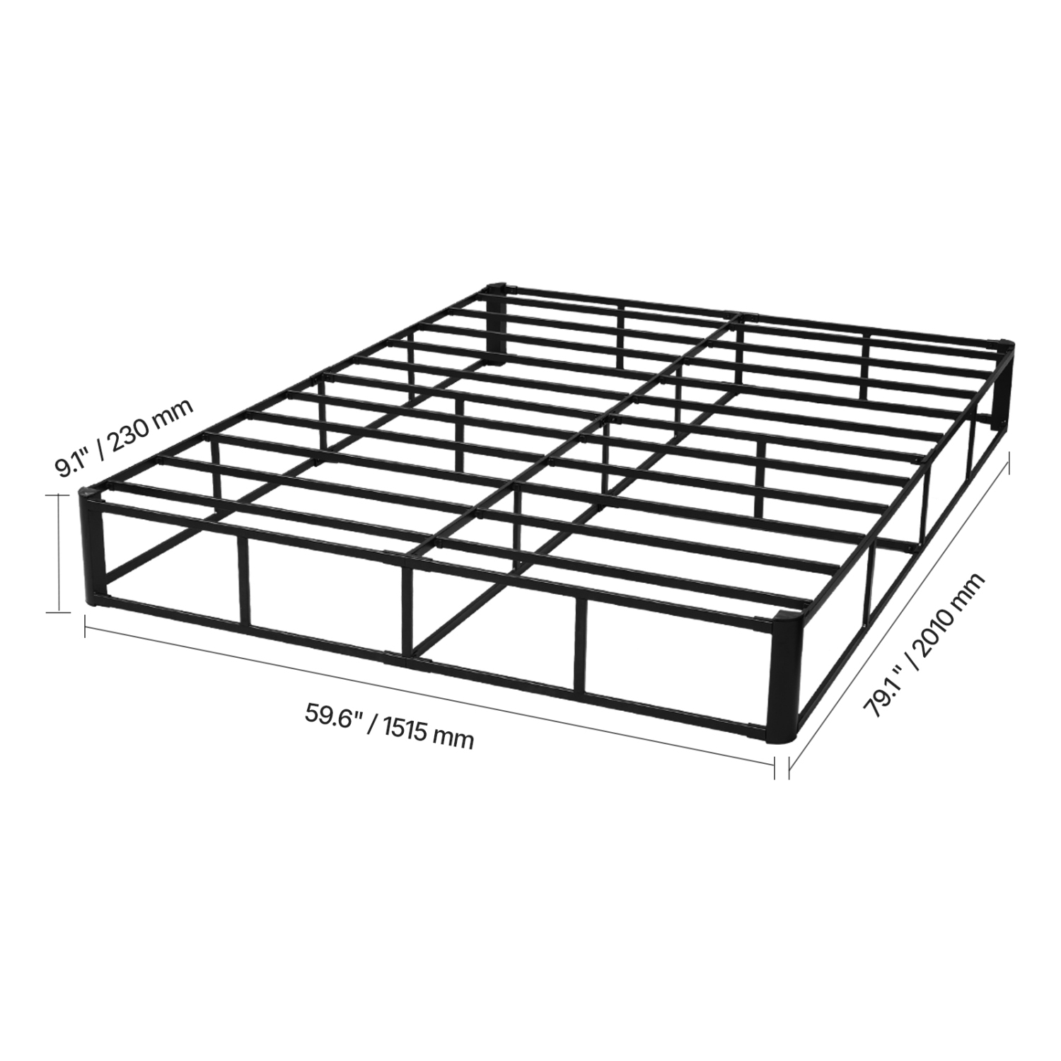 Sommier à ressorts VEVOR 79,1&nbsp;L x 59,6&nbsp;W x 9,1 H, cadre de grand lit avec tissu lavable, cadre en métal robuste, base de matelas 9&nbsp;po,