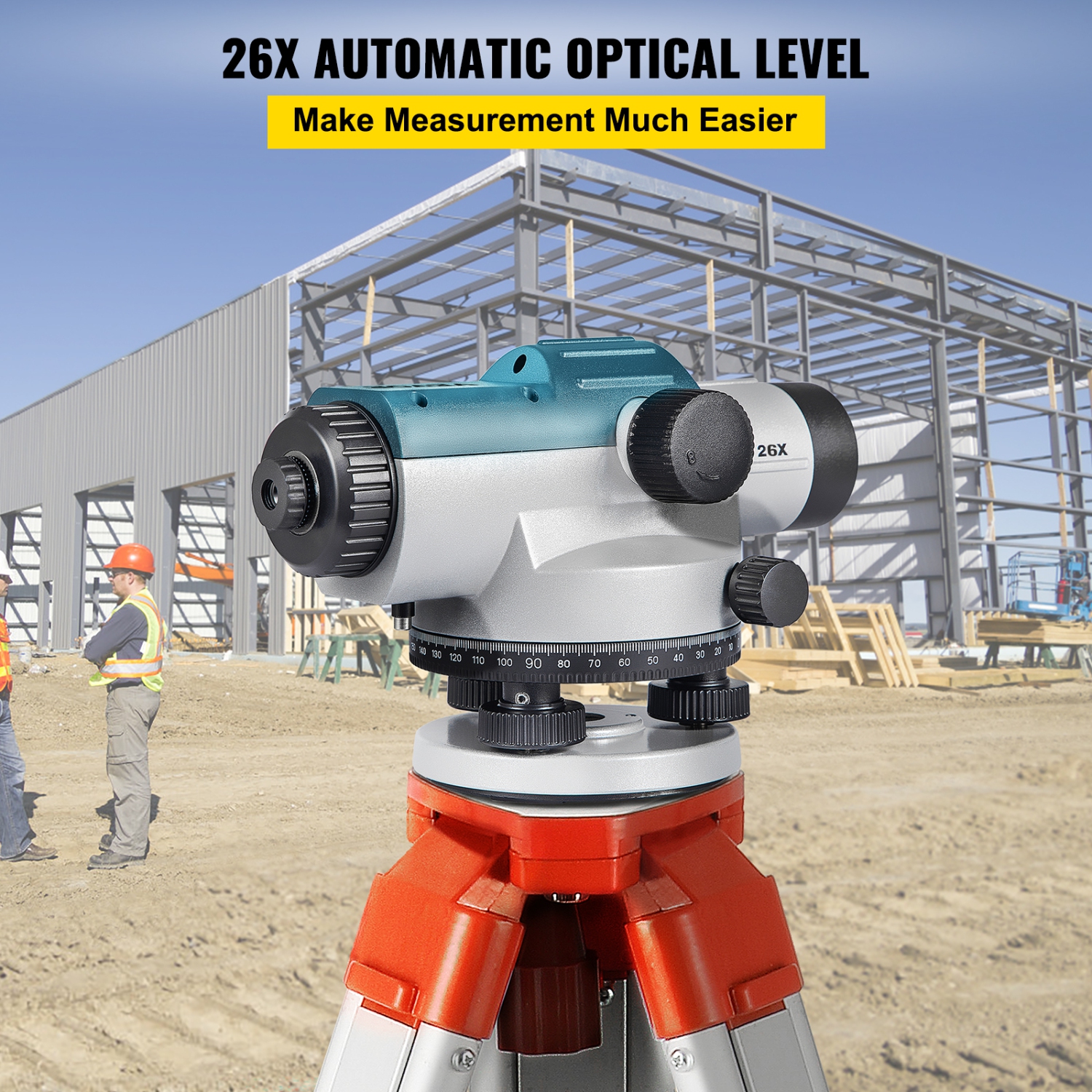 VEVOR 26X Automatic Optical Level, Optical Auto Level Kit, High Precision Height/Distance/Angle Level Measure, with Magnetic Dampened Compensator,