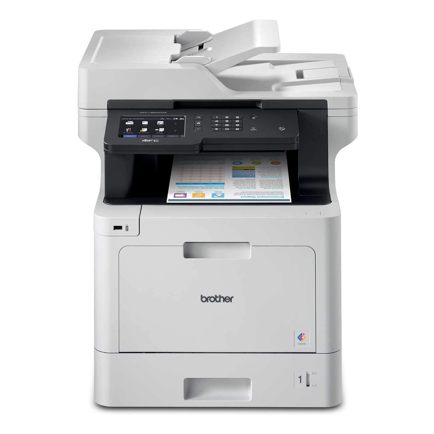 Brother MFC-L8900CDW, Business Color Laser All-in-One Printer, Print Copy Scan Fax, Wireless, Duplex Printing, 250-Sheet Capacity, 3.7" Color