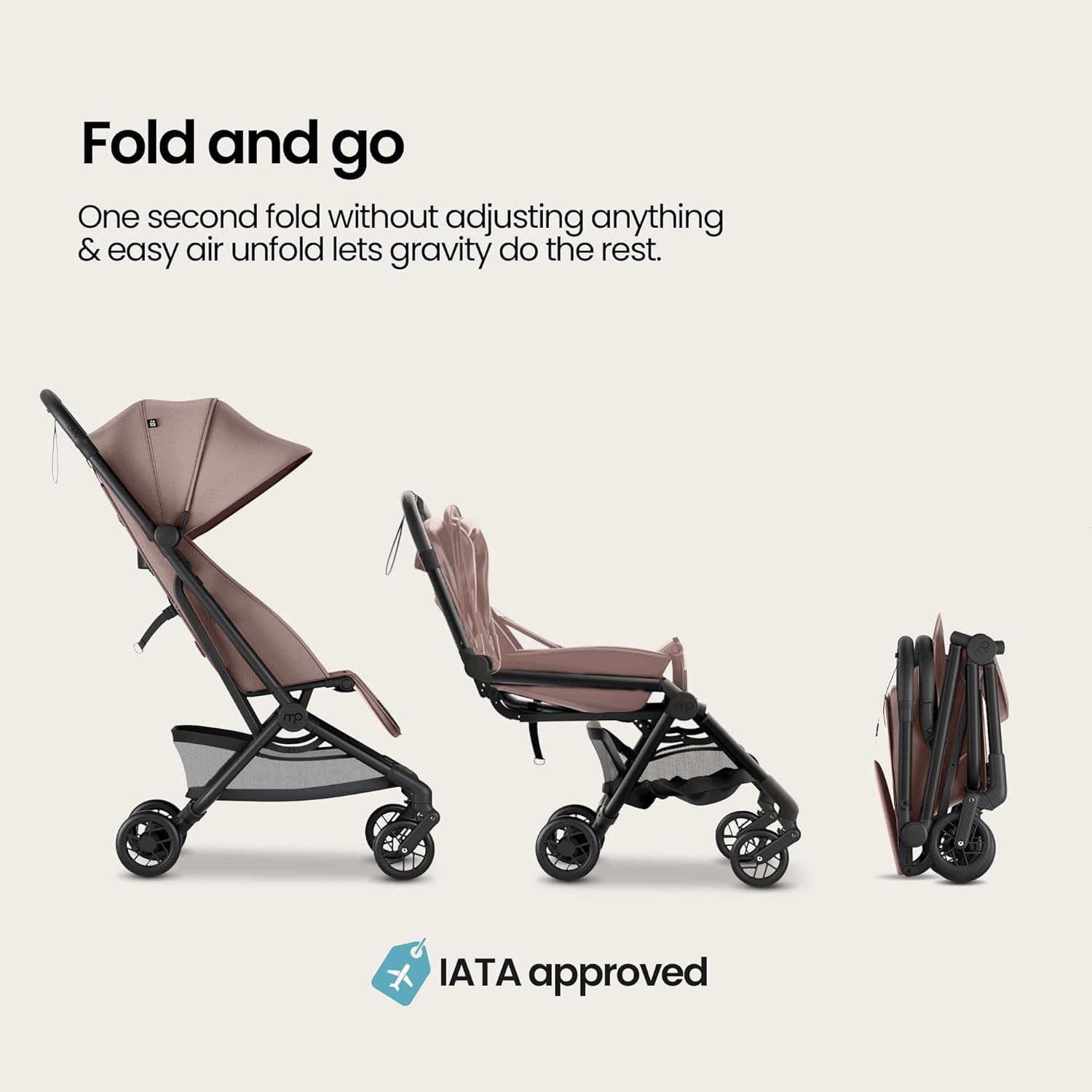 Mompush Velo Lightweight Travel Stroller – One-Hand Fold, Ultra-Compact & Airplane Friendly