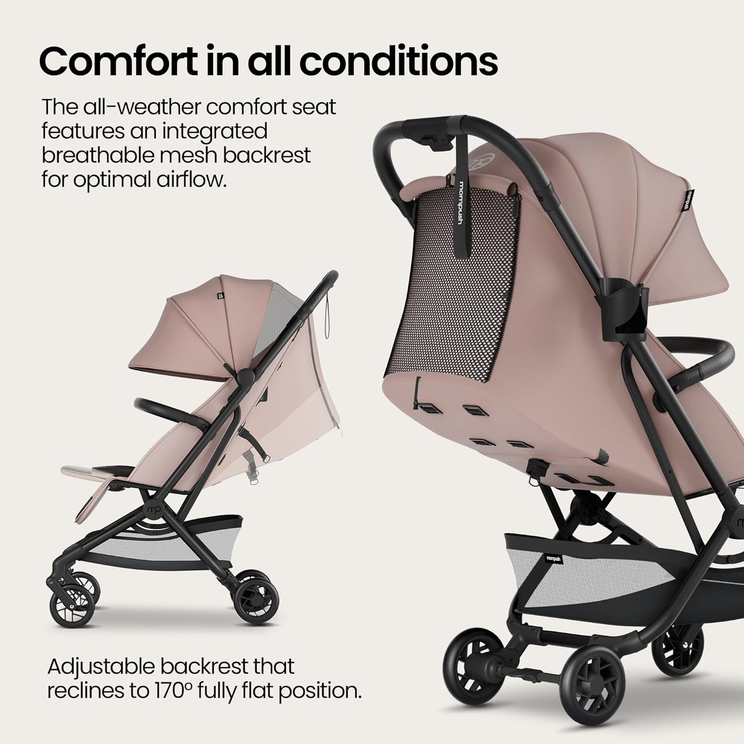 Mompush Velo Lightweight Travel Stroller – One-Hand Fold, Ultra-Compact & Airplane Friendly