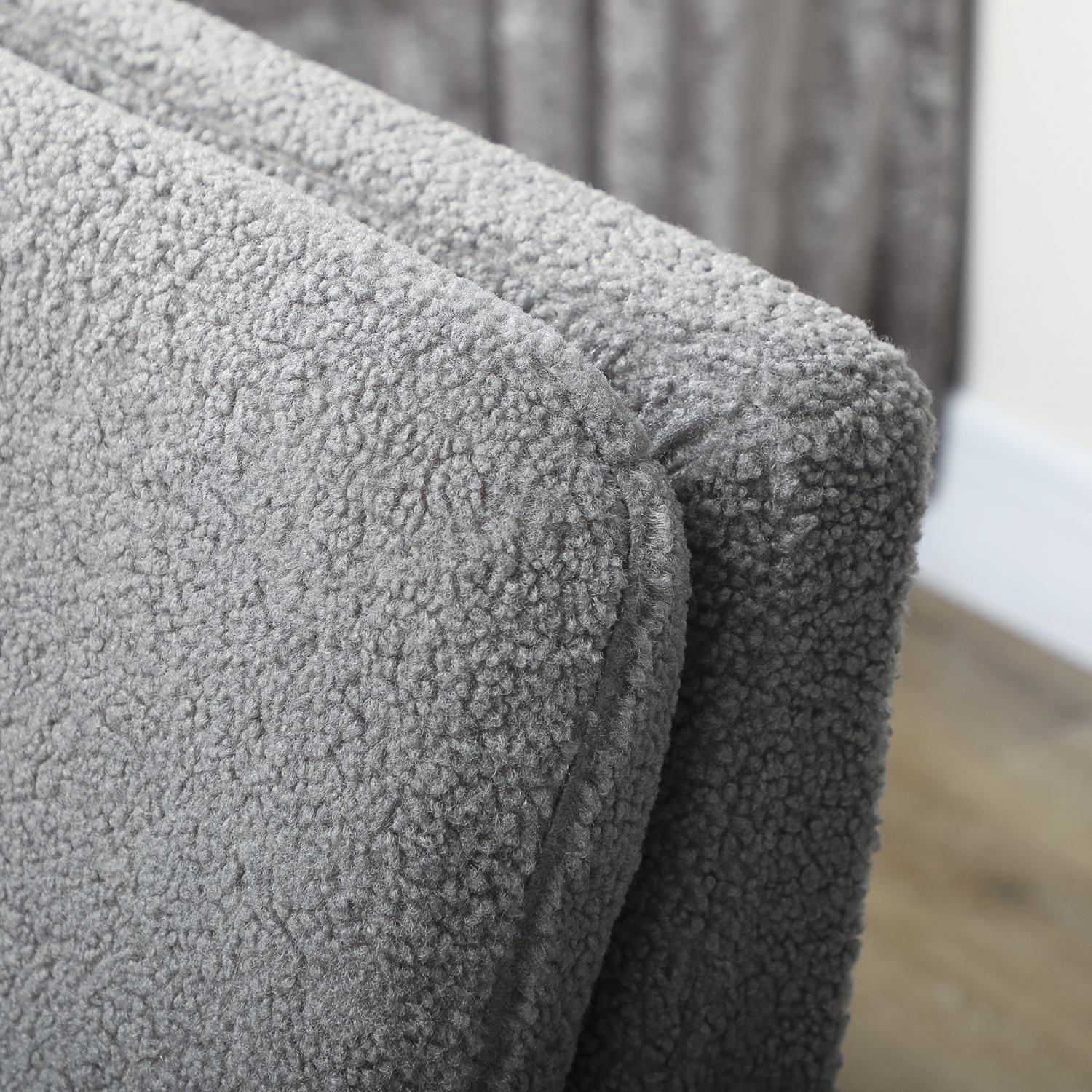 Fauteuil d'appoint en tissu Teddy de HOMCOM, fauteuil rembourré, fauteuil de salon moderne du milieu du siècle avec pattes en bois et siège rembourré