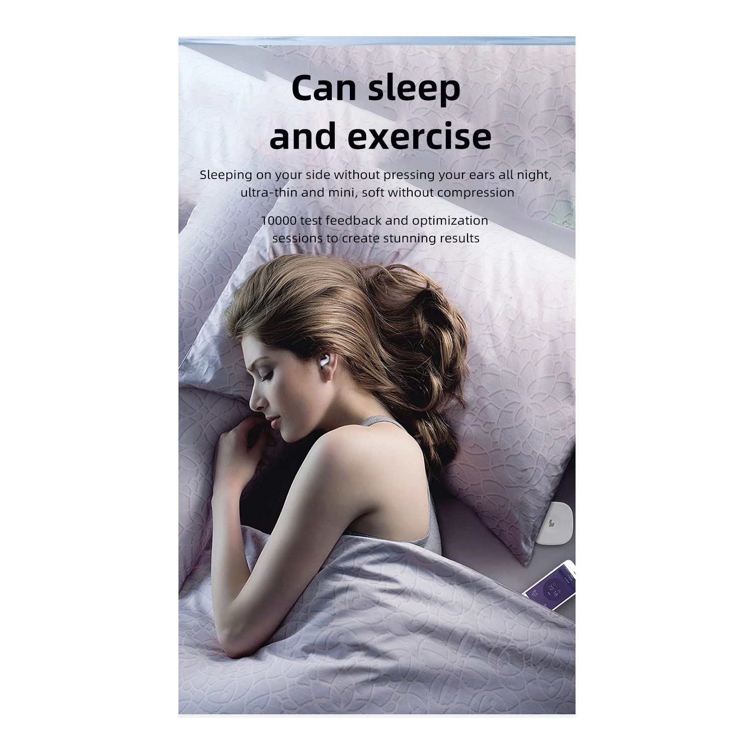 Mini Écouteurs Bluetooth sans fil Sleep Sports Game Invisible HIFI Écouteurs pour Apple Huawei Android - Blanc