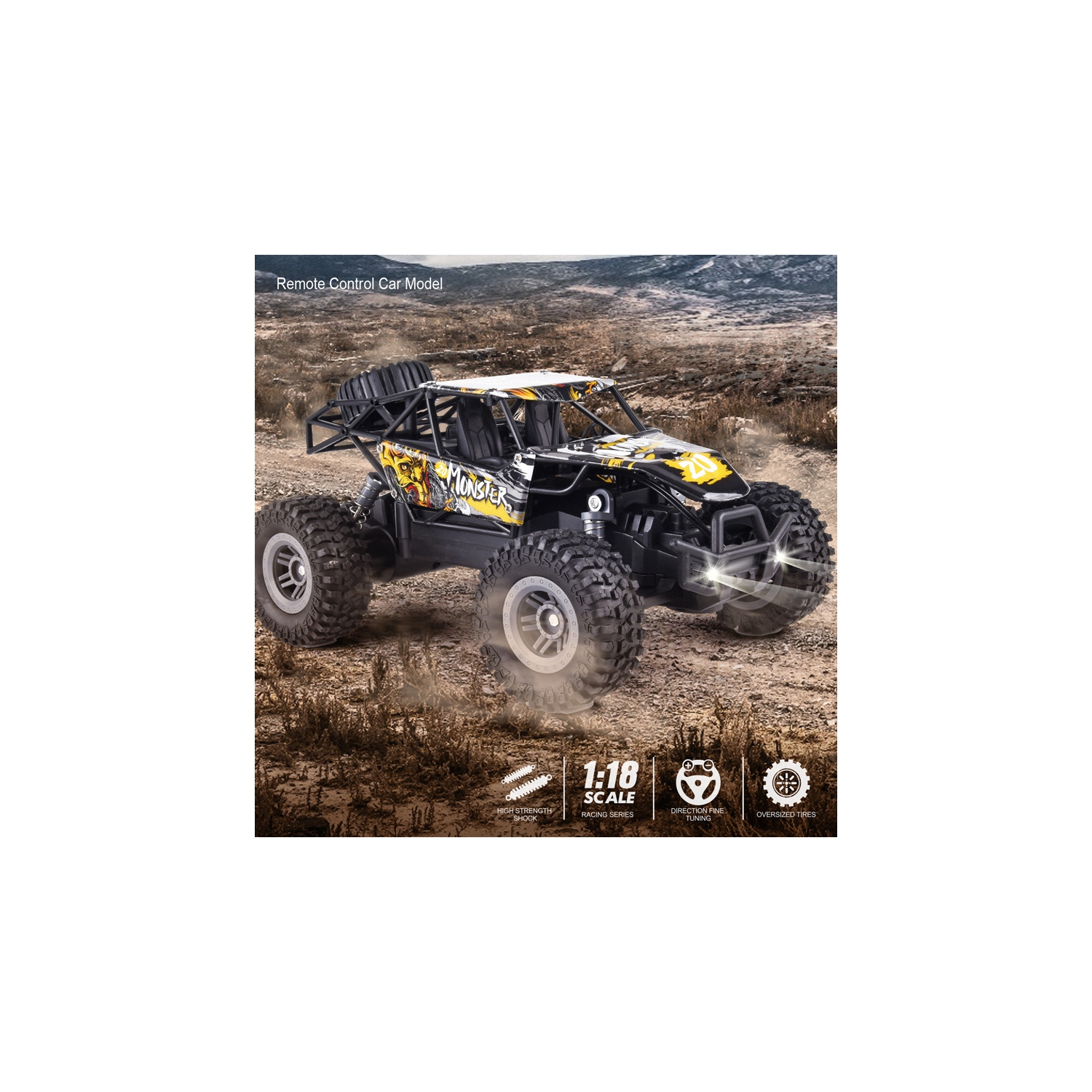 Small scale electric remote control toy car 1:18 high speed off-road drift car with lights children's toy - P181 green