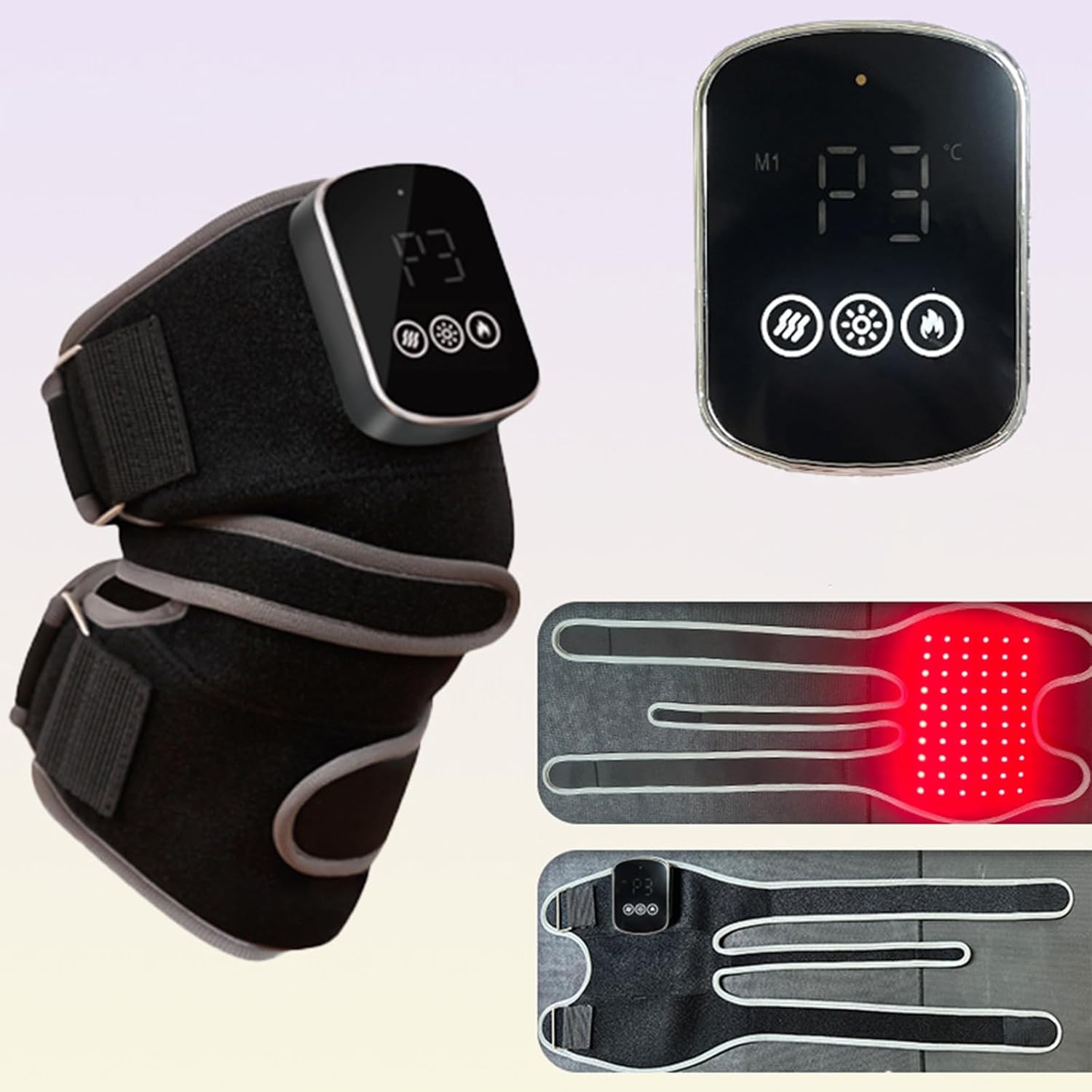Infrared Red Light Therapy Brace for Knee Pain Relief,Knee Massager with Heat,Cordless Rechargeable Infrared Light Therapy Heated Knee Wrap