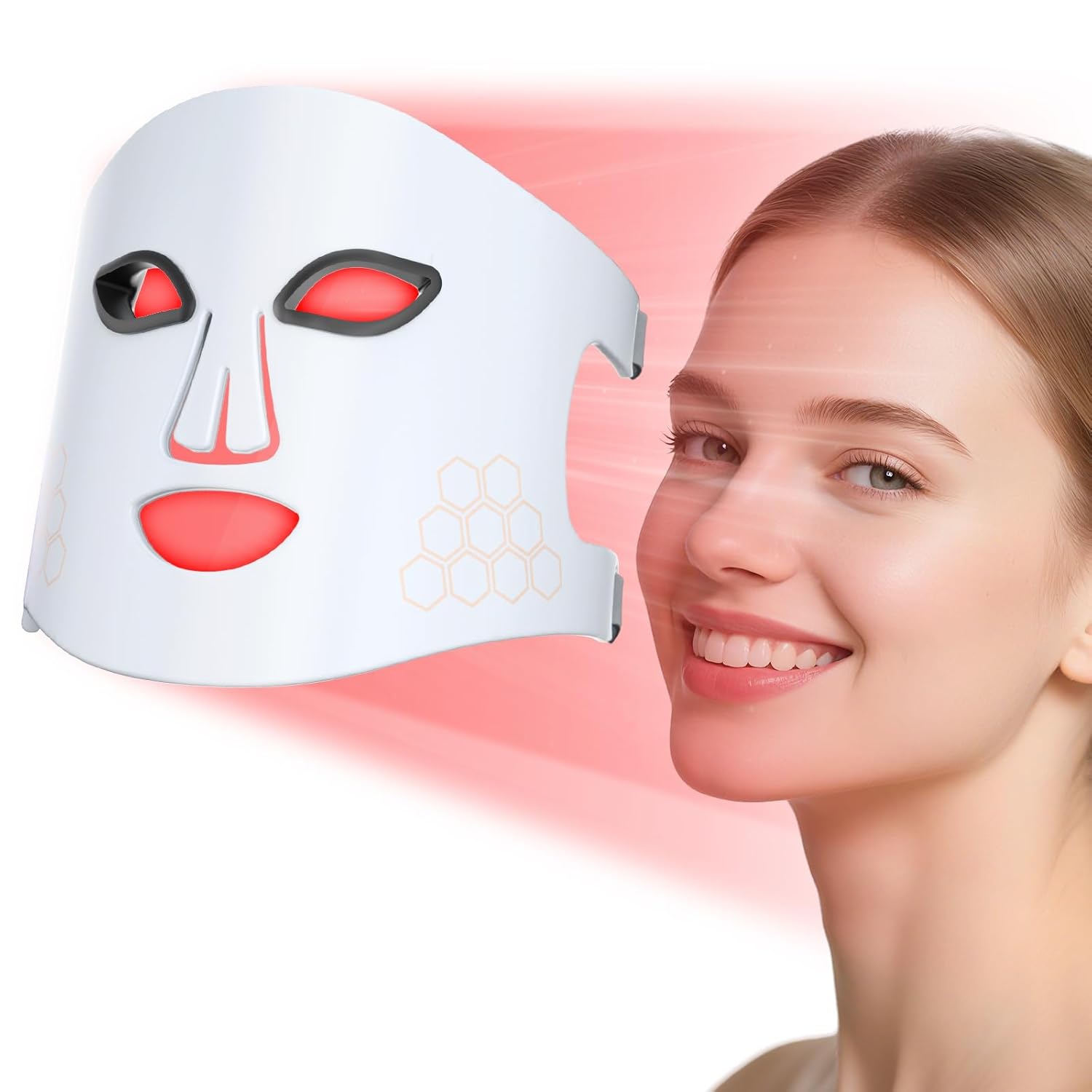 Red Light Therapy Mask for Face,LED Facial Mask with 660nm Red Light & 850nm Near Infrared,Portable Anti-Aging Skincare Mask for Wrinkles Acne
