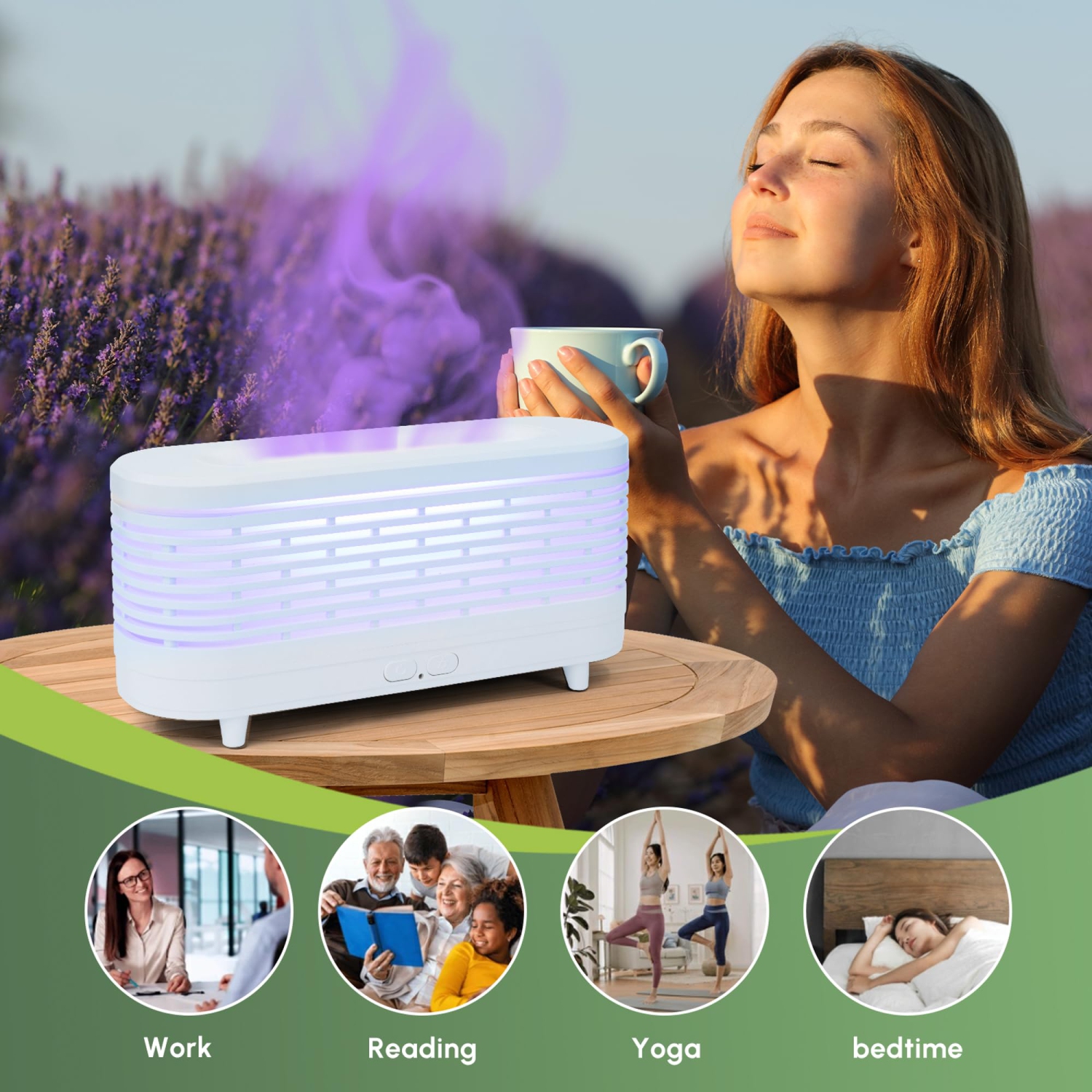 Diffuseur de flamme avec lumière de 7 couleurs, diffuseur d'huile essentielle à flamme simulée, diffuseur d'aromathérapie de 120 ml pour la maison,