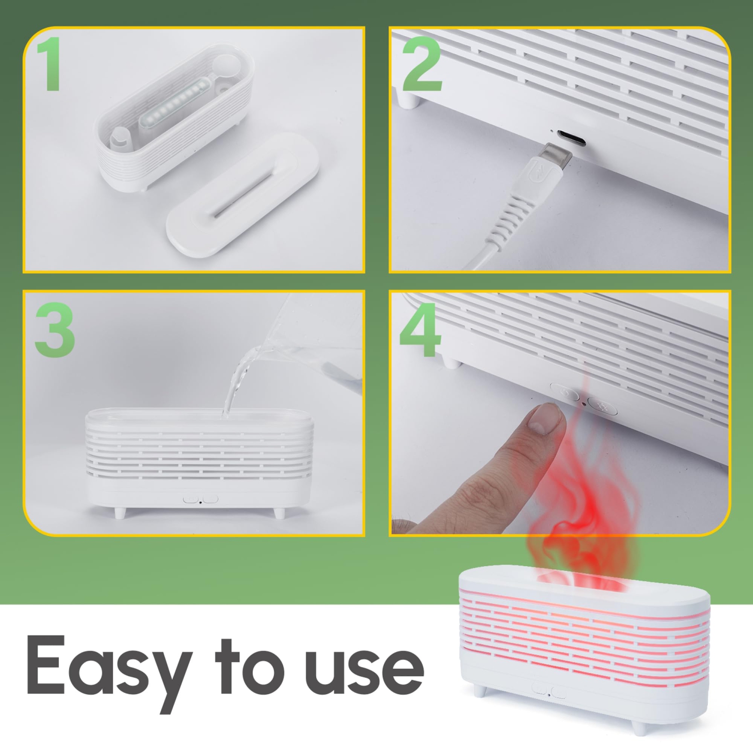 Diffuseur de flamme avec lumière de 7 couleurs, diffuseur d'huile essentielle à flamme simulée, diffuseur d'aromathérapie de 120 ml pour la maison,