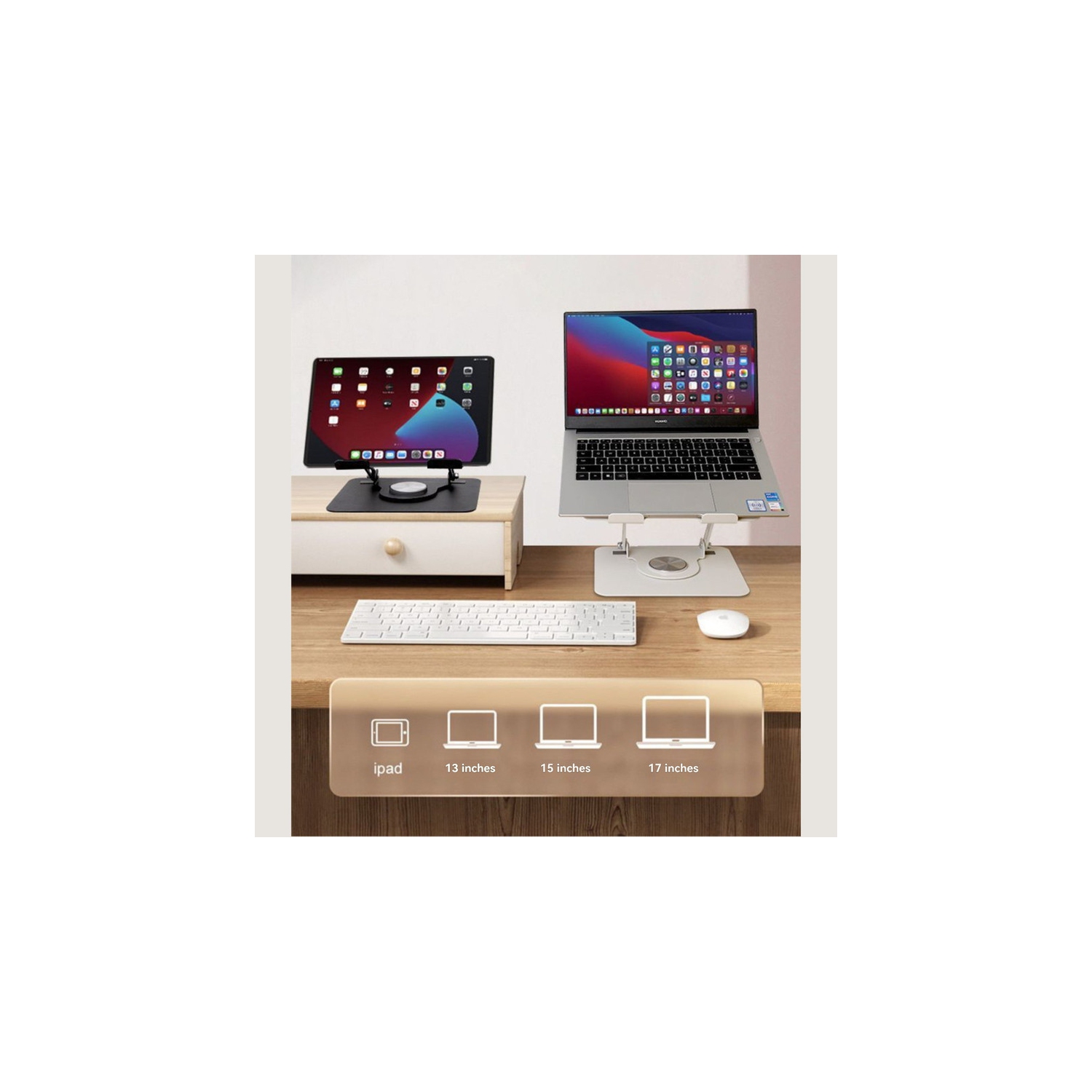 Laptop stand, foldable, 360° rotation, laptop stand, iPad stand, angle/height stepless adjustment, ergonomic, stable, heat dissipation - blue