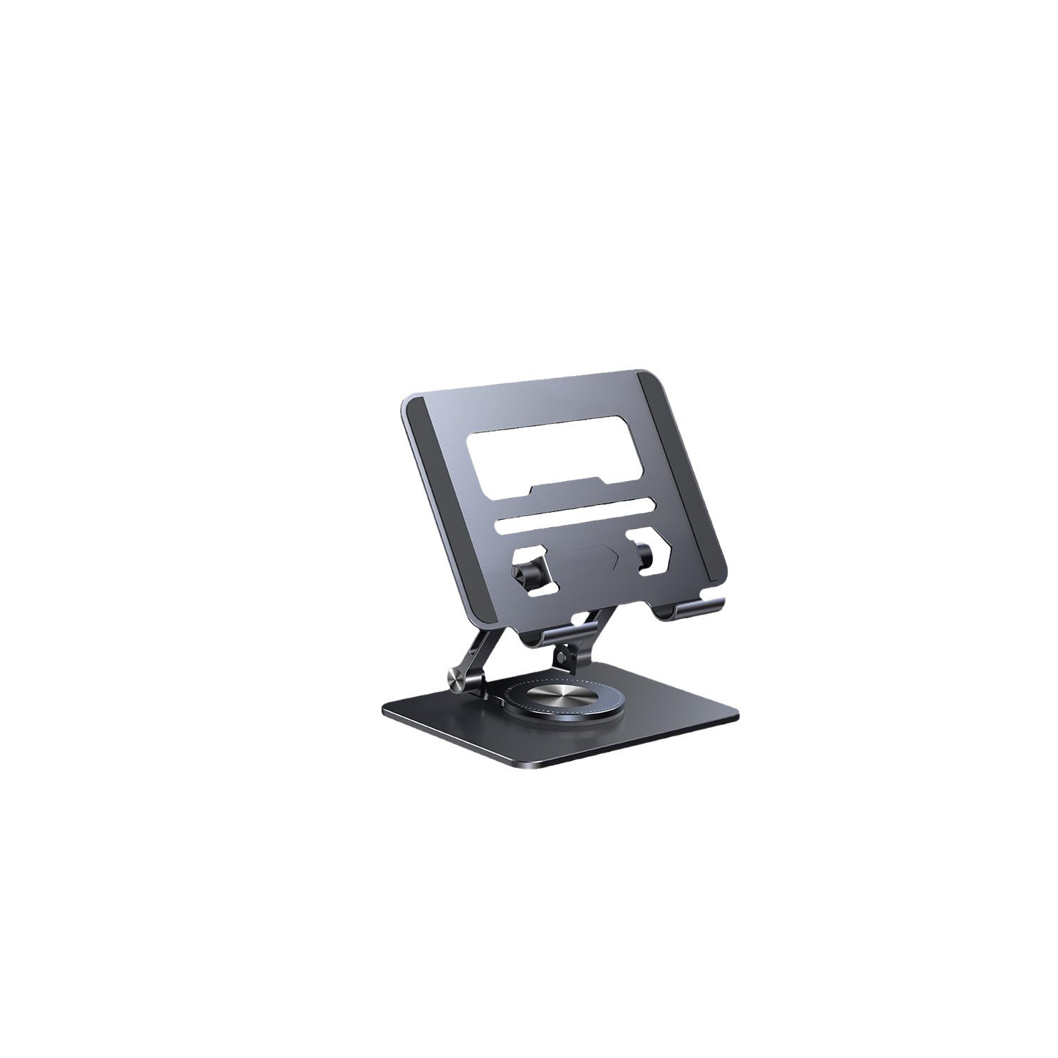 Tablet stand desktop computer foldable lightweight stand height/angle adjustable improve posture back pain/eliminate hunchback non-slip aluminum alloy - black