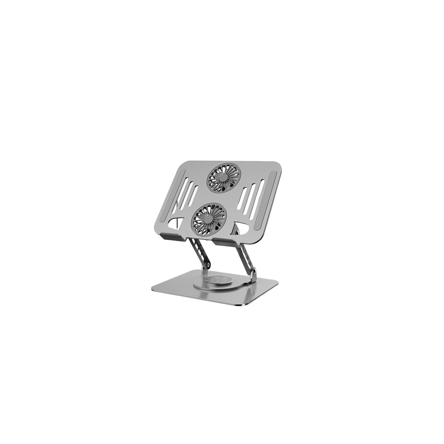 Laptop stand with cooling fan | 360° rotation | Tablet stand | Cooler for 12" laptops - silver