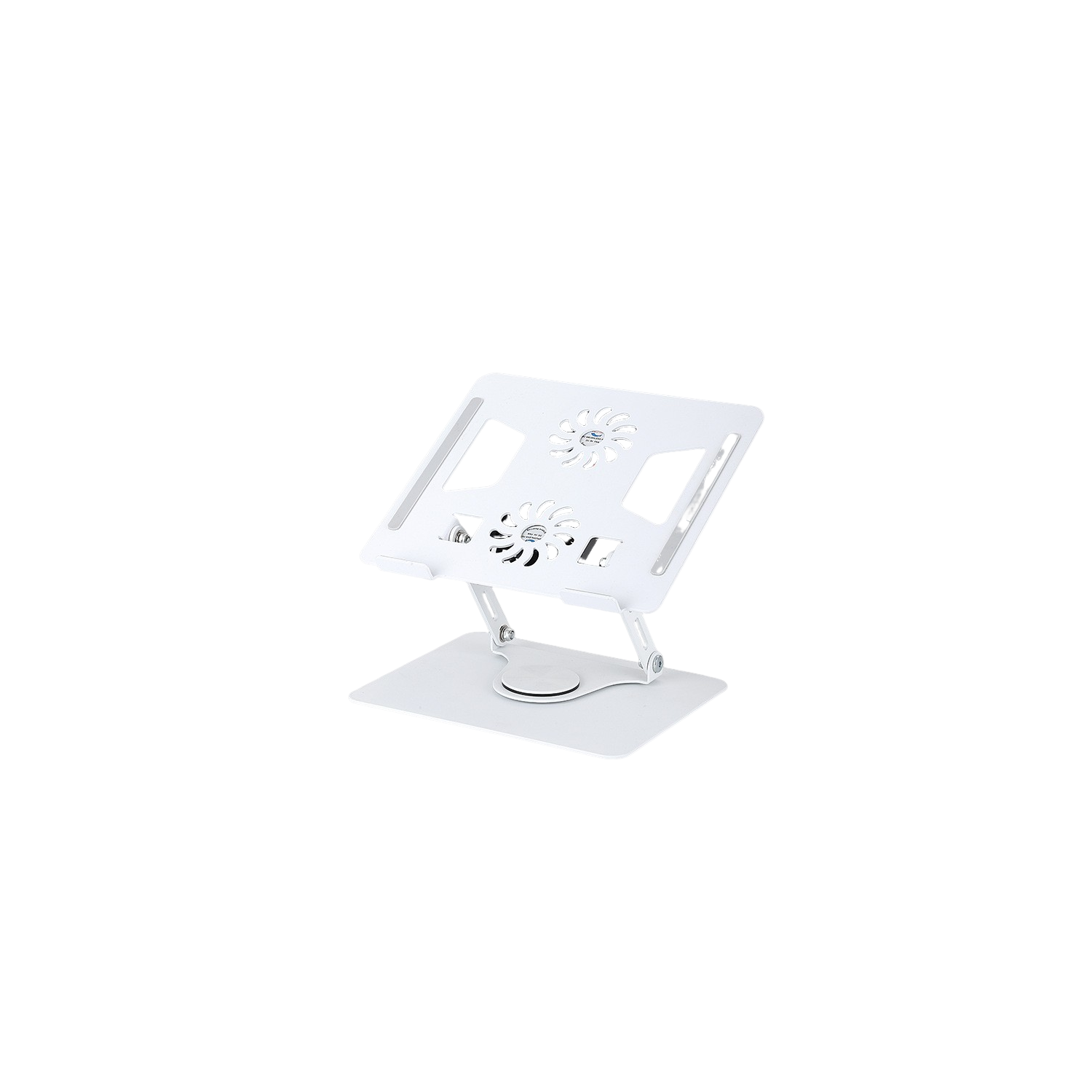 Laptop Stand with Dual Cooling Fans, 360° Rotating Aluminum Alloy Steel Computer Stand for Laptops with Non-Slip Pads to Help Heat Dissipation - White