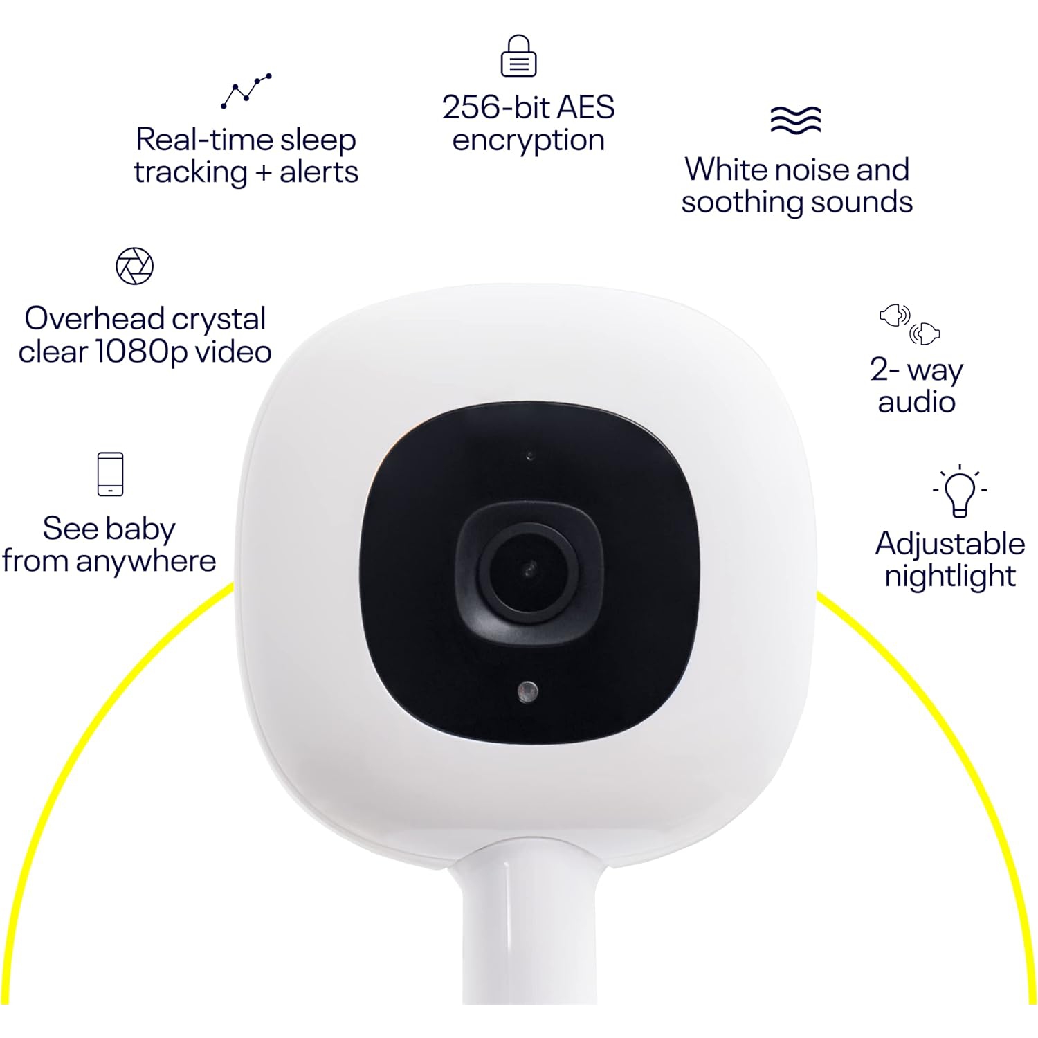 Interphone de surveillance intelligent Pro de Nanit et support mural – Caméra vidéo Wi-Fi sécurisée 1080p, détecteur de mouvements de sommeil et de