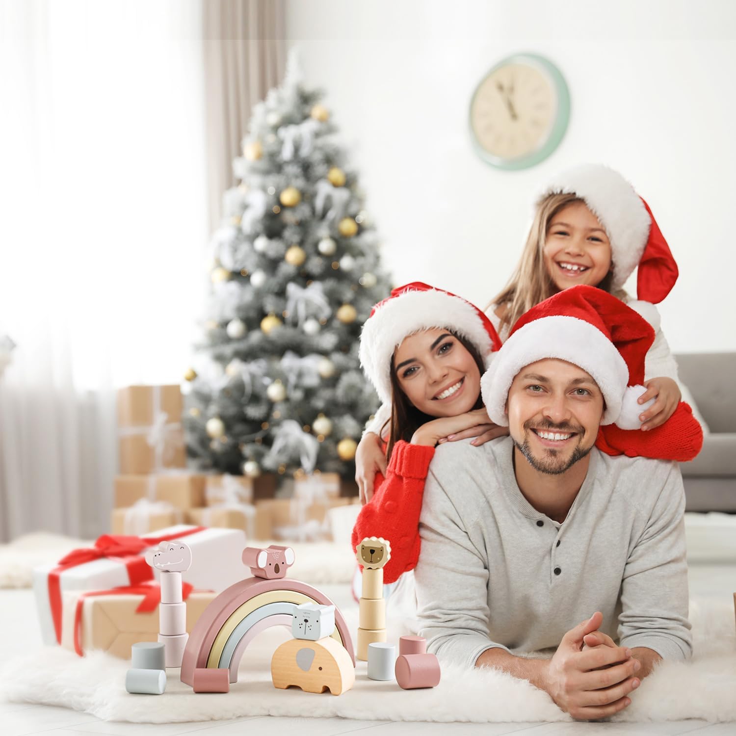 Wooden Stacking Toys - 3-in-1 Animal Balancing Blocks Set with 21 Pieces - Educational Building Blocks for Toddlers Ages 1-3 - Color Recognition and