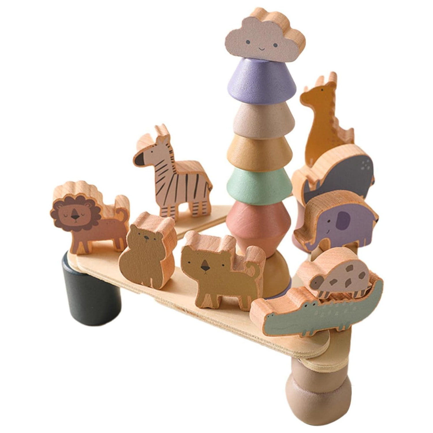 Wooden Animal Stacking Toys - Balancing Block Set for Toddlers - Educational Blocks to Develop Fine Motor Skills and Creativity - Wooden Block Game