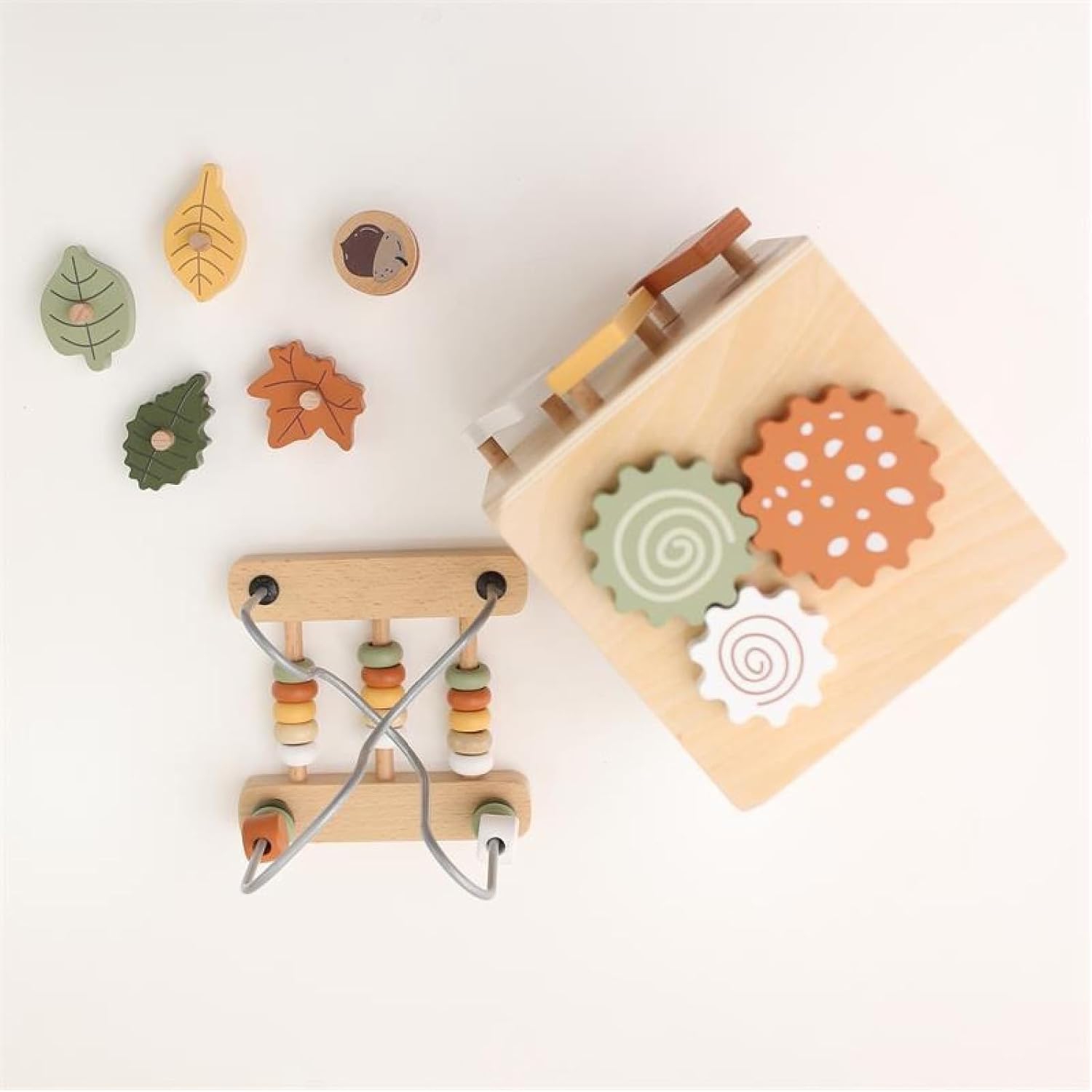 Wooden Activity Cube - 5-in-1 Educational Baby Toy with Shape Sorter, Xylophone and Bead Maze - Fine Motor Skill Development Toy - Eco-Friendly Gift