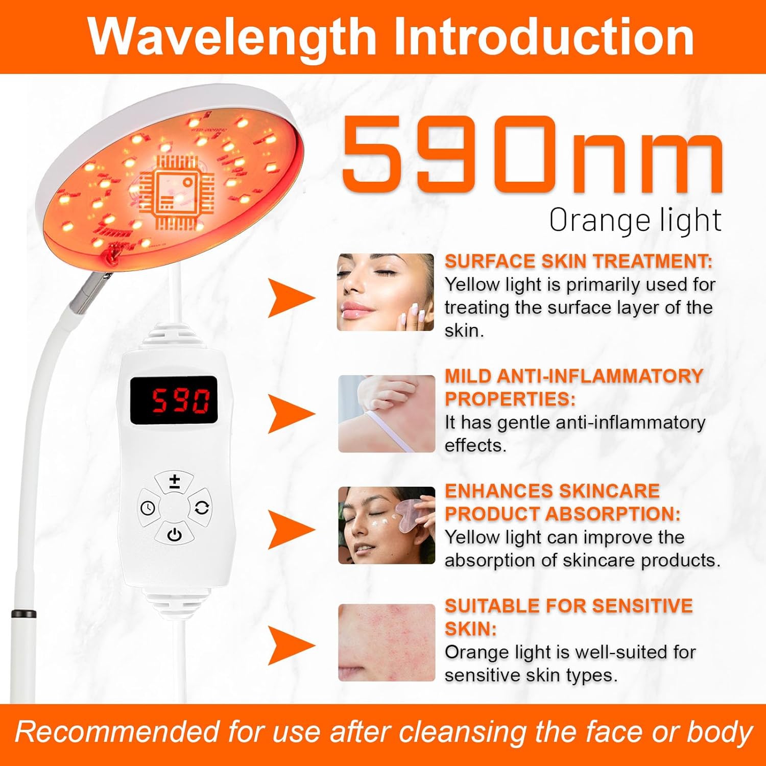 Red light therapy lamp for face and body treatments with adjustable height stand, 120 LEDs, 660nm, 850nm, muscle pain relief, skin rejuvenation -