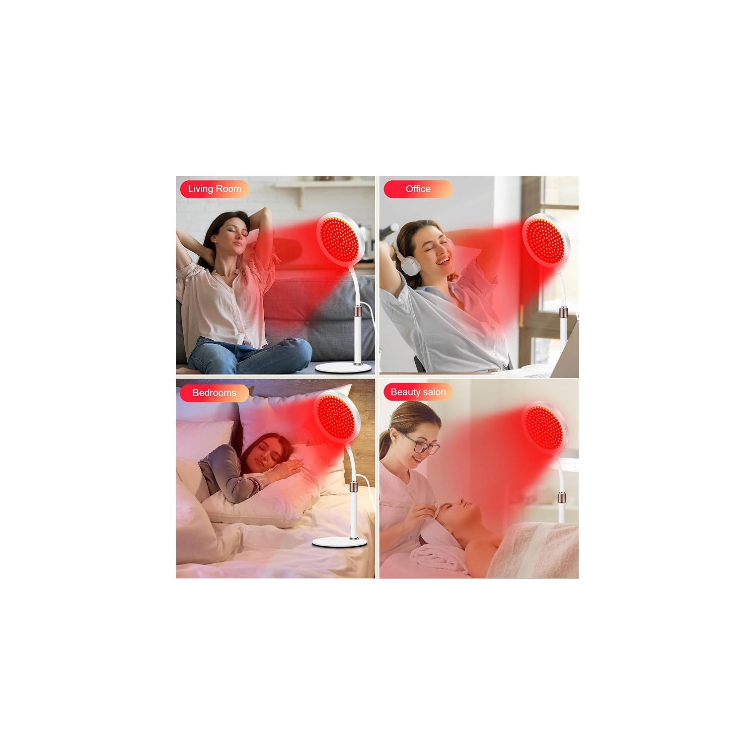 Red light therapy lamp for face and body treatments with adjustable height stand, 120 LEDs, 660nm, 850nm, muscle pain relief, skin rejuvenation -