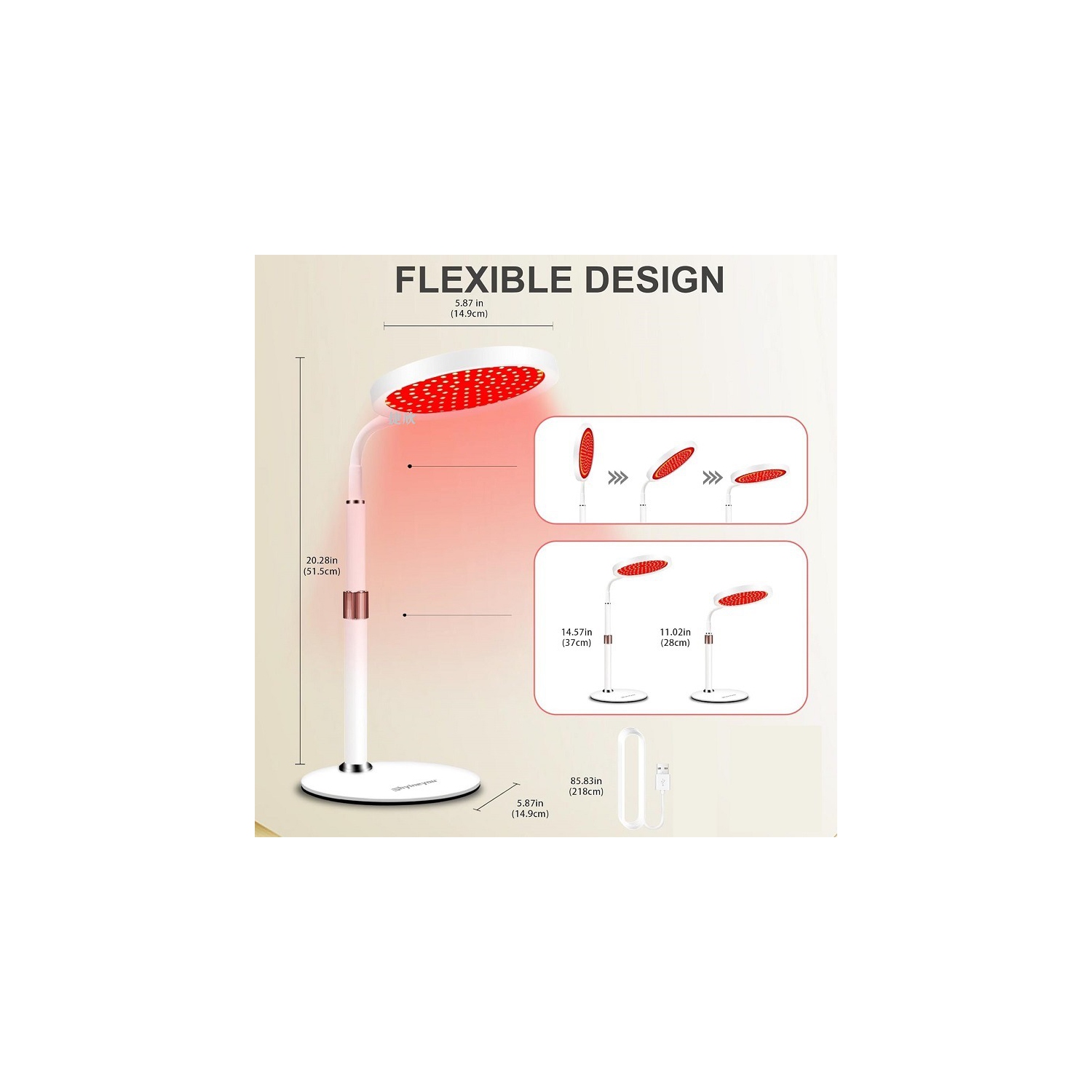 Red light therapy lamp for face and body treatments with adjustable height stand, 120 LEDs, 660nm, 850nm, muscle pain relief, skin rejuvenation -