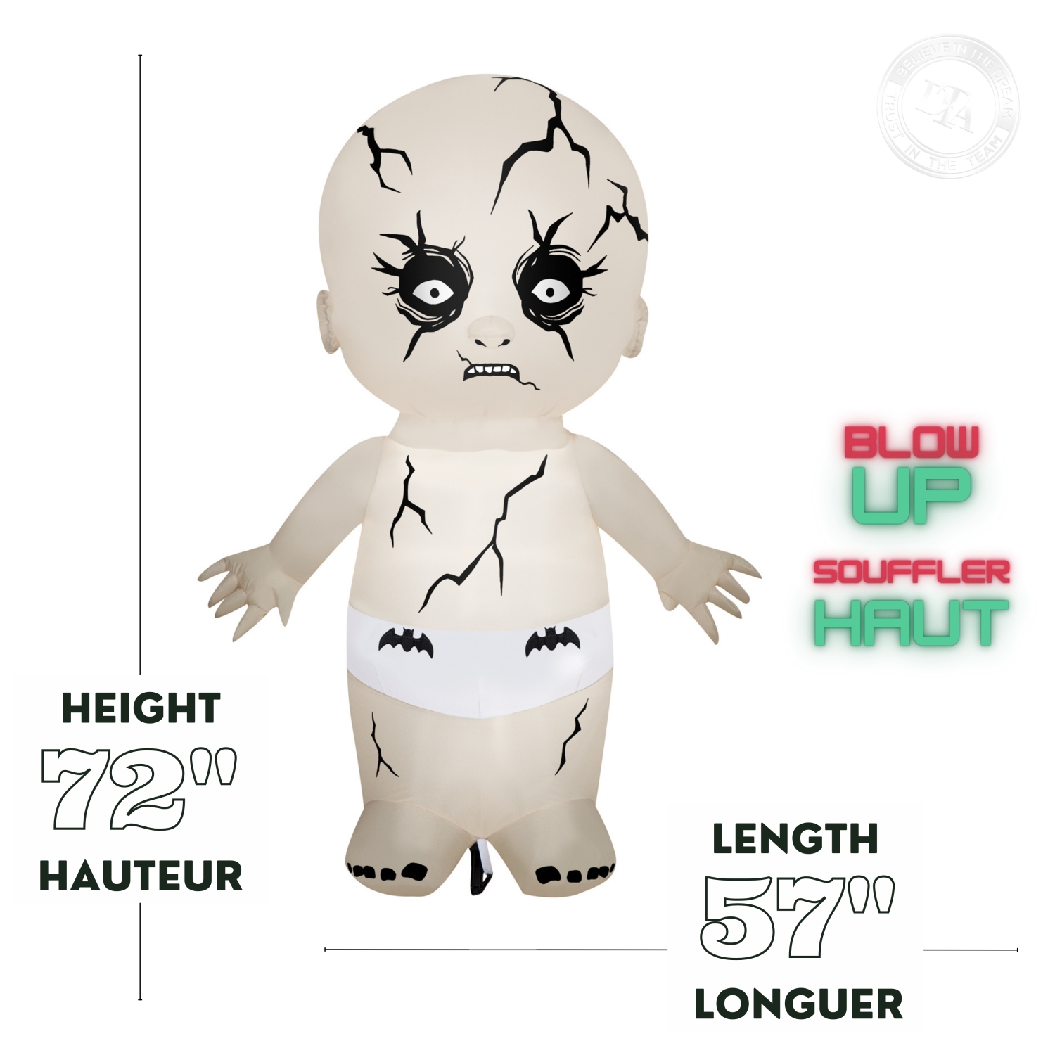 Poupée Zombie gonflable à tête d'Halloween animée Airblown MD de GEMMY INDUSTRIES - Grand - 72 x 57&nbsp;po