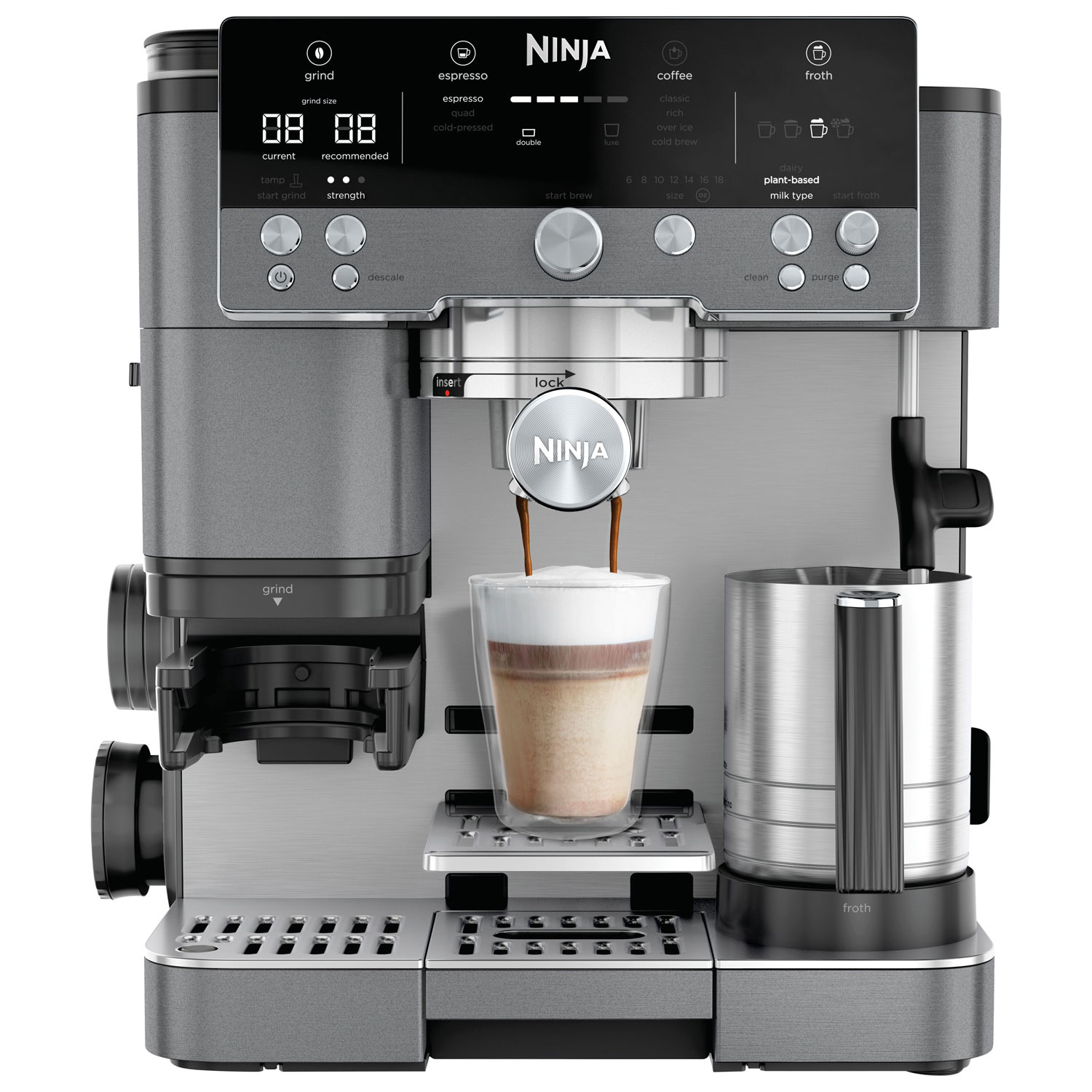 Ninja Luxe Café Premier Espresso Machine with Frother & Coffee Grinder - Gunmetal - Only at Best Buy