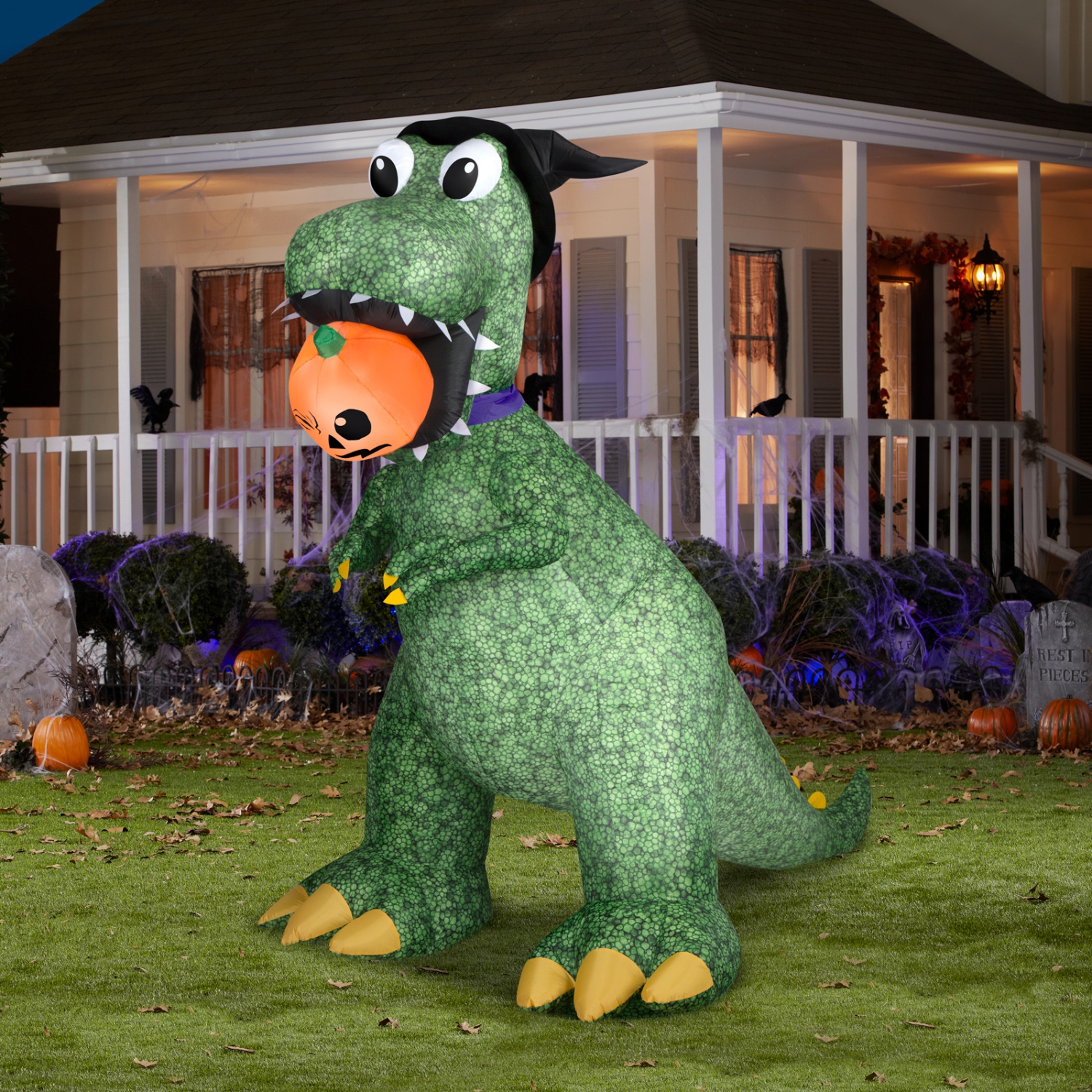 GEMMY INDUSTRIES Airblown® Inflatable Halloween-Animated Airblown-Head Turning-TRex Dinosaur w/JOL-LG - 91" x 55"
