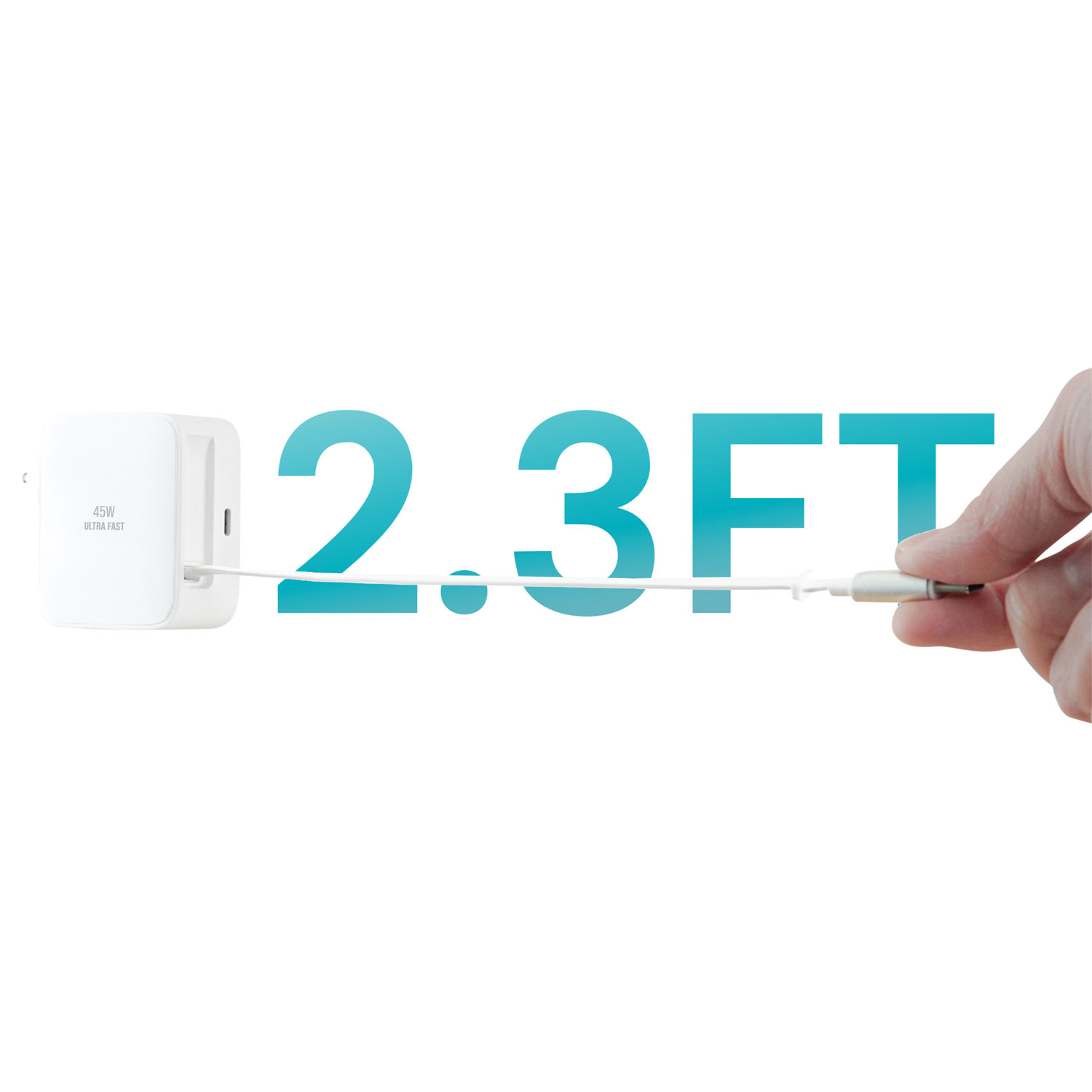 LBT 45W USB Type-C PD Wall Charger with Built-In Retractable Cable