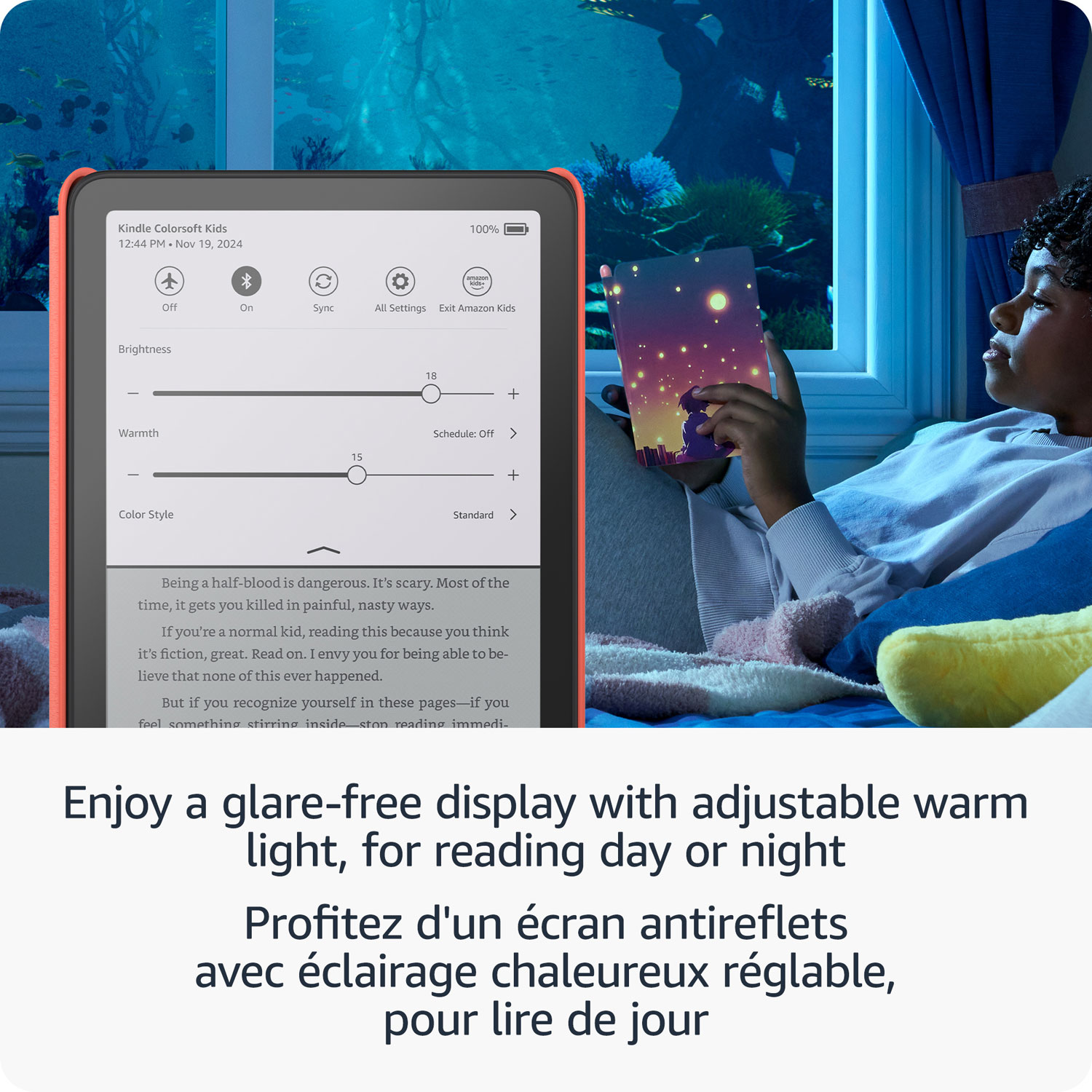 Liseuse numérique à écran tactile 16 Go Kindle Colorsoft pour enfants d'Amazon - Lecture à la lumière des étoiles