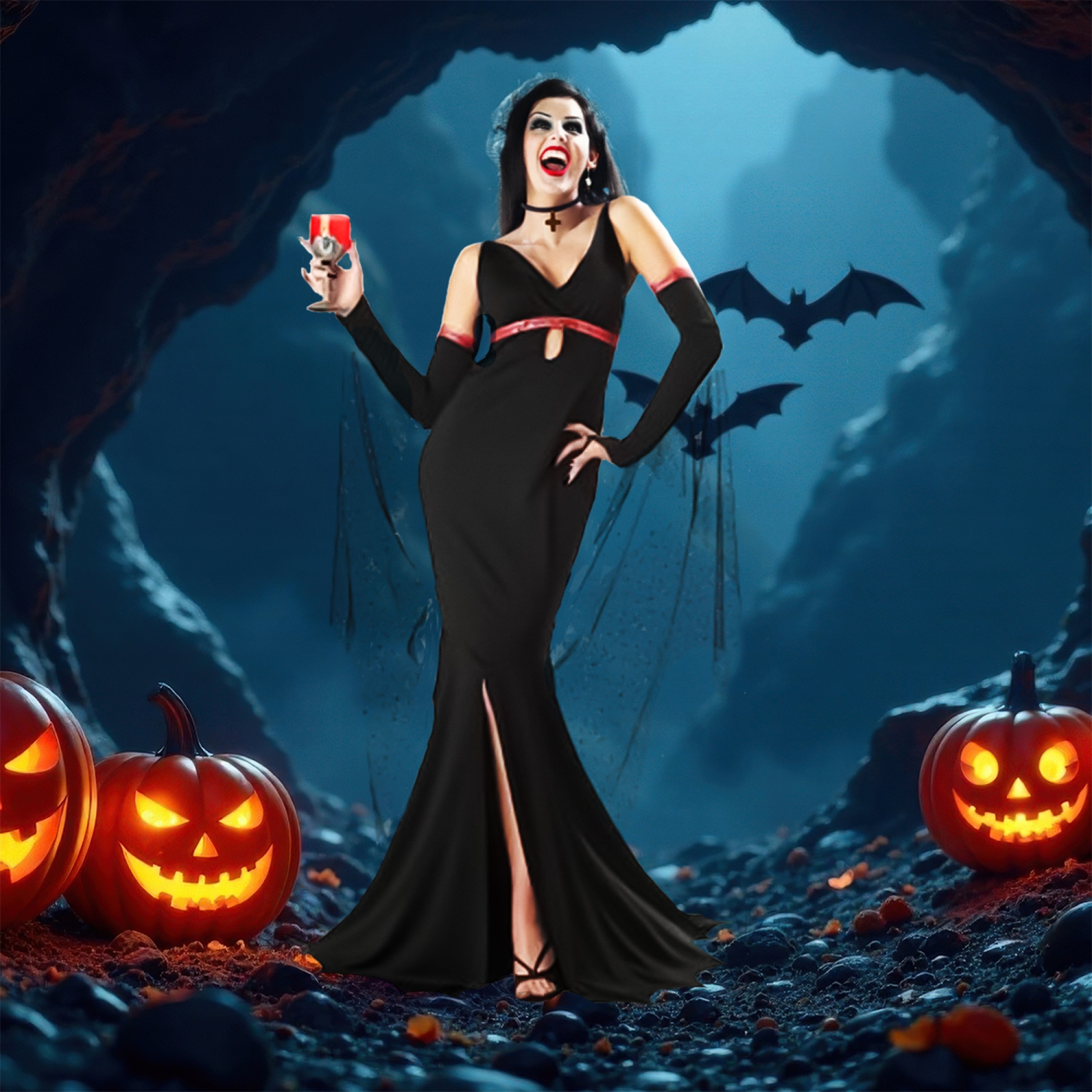 Costume d'Halloween de séductrice immortelle pour femme - moyen