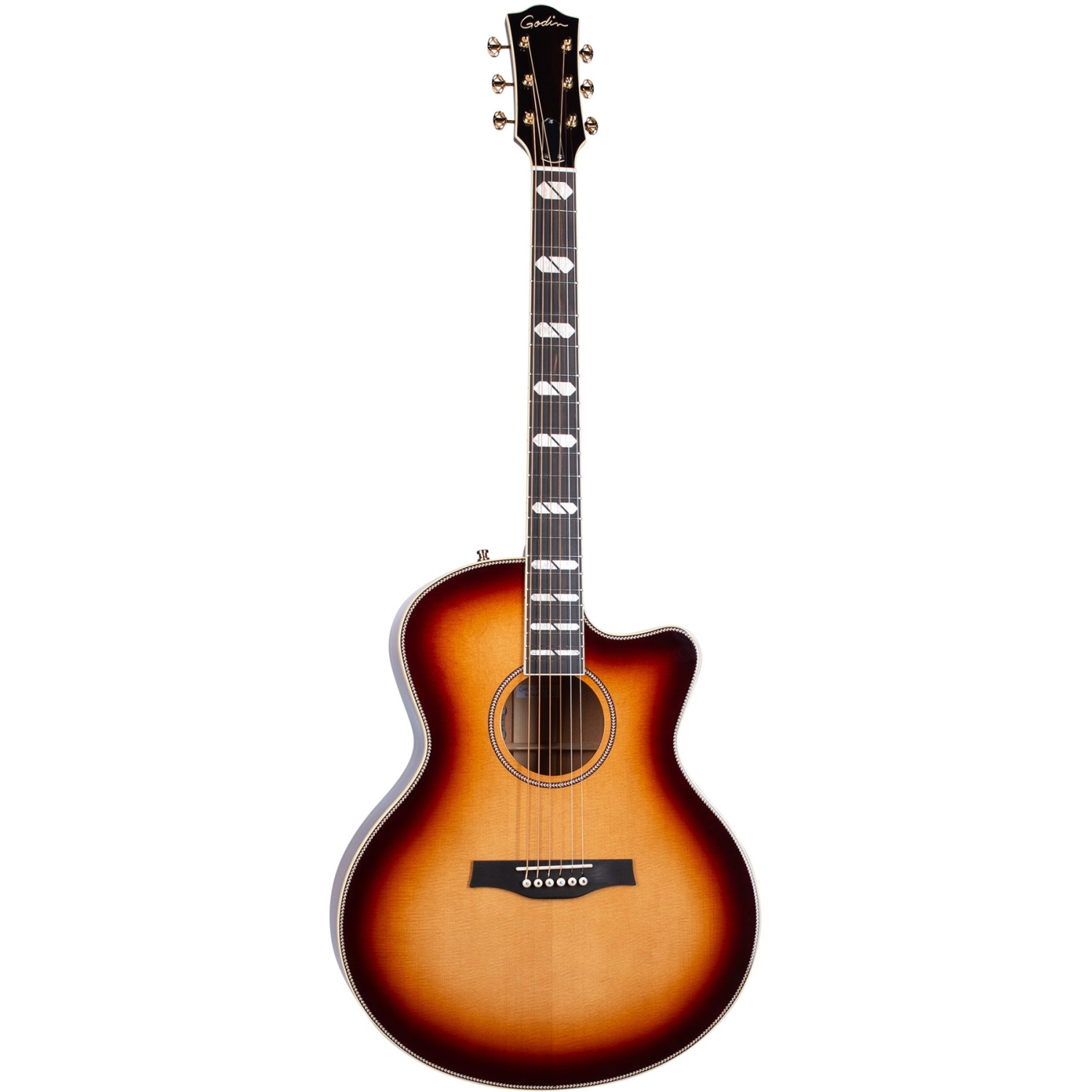Guitare acoustique Maho Connaisseur MJ Sunset Burst 053377 de Godin avec étui – FABRIQUÉ AU CANADA