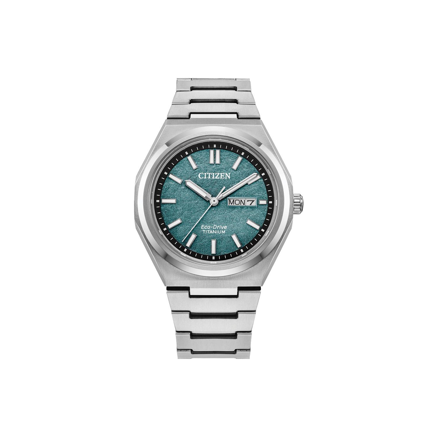 Montre pour hommes Zenshin Eco-Drive à trois aiguilles de Citizen 39&nbsp;mm avec boîtier et bracelet en super titane argenté et cadran vert