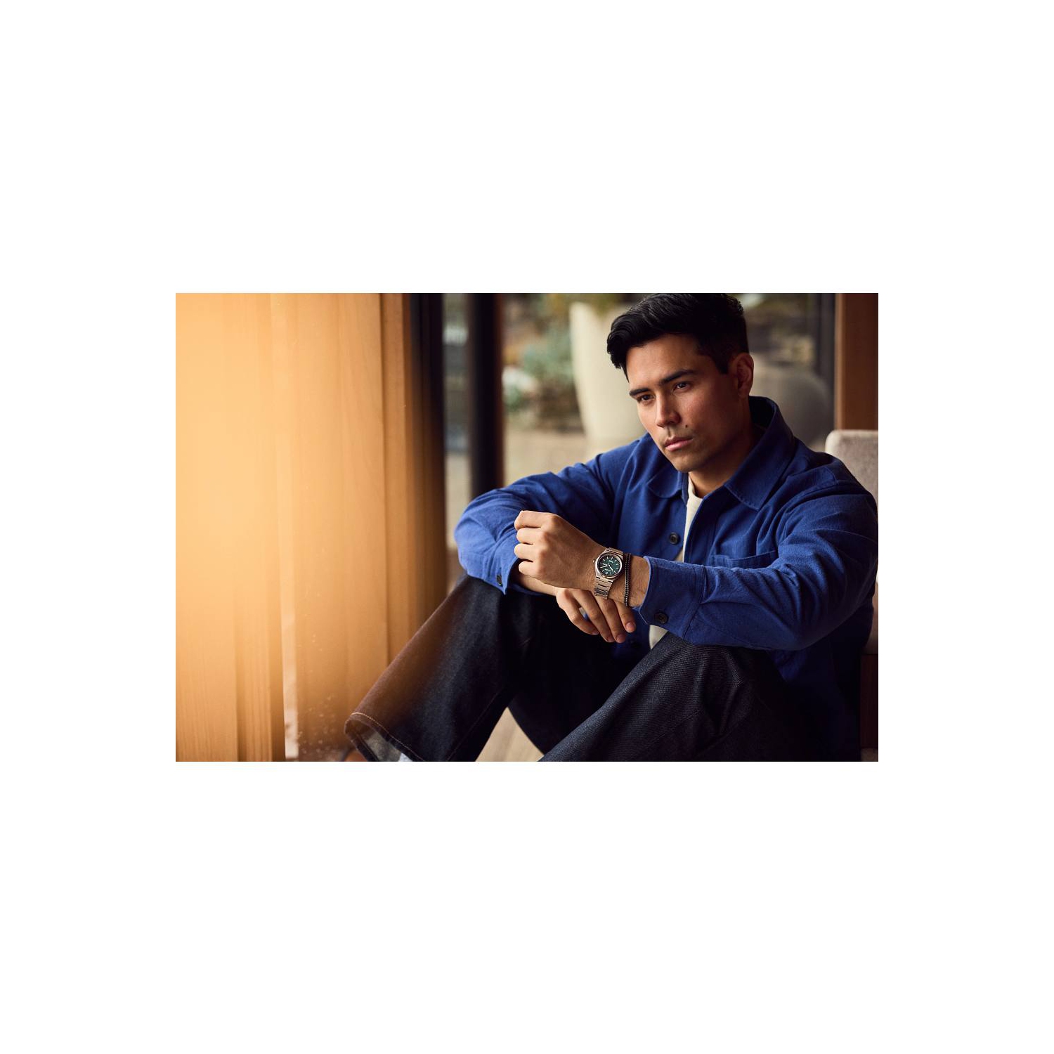 Montre pour hommes Zenshin Eco-Drive à trois aiguilles de Citizen 39&nbsp;mm avec boîtier et bracelet en super titane argenté et cadran vert