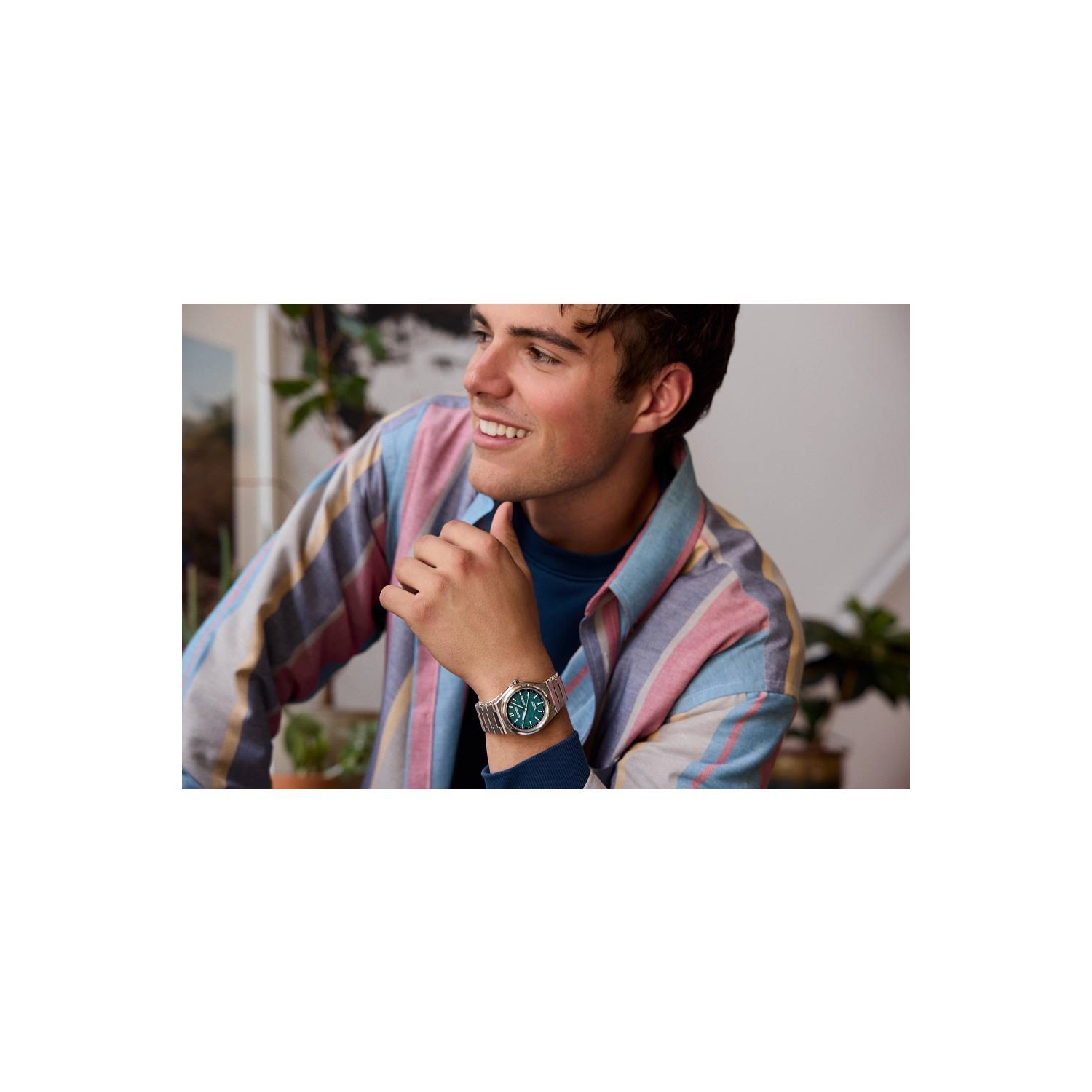 Montre pour hommes Zenshin Eco-Drive à trois aiguilles de Citizen 39&nbsp;mm avec boîtier et bracelet en super titane argenté et cadran vert