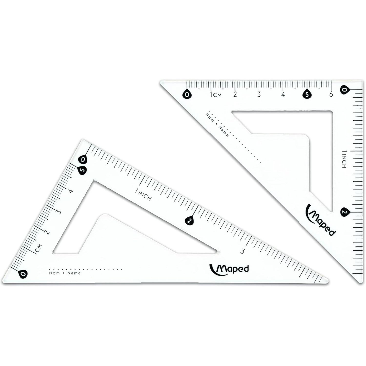 Maped Study Geometry 10 Piece Set, includes: 2 Metal Study Compasses, 2 Triangles, 6" Ruler, 4" Protractor, Pencil for Compass, Pencil Sharpener,