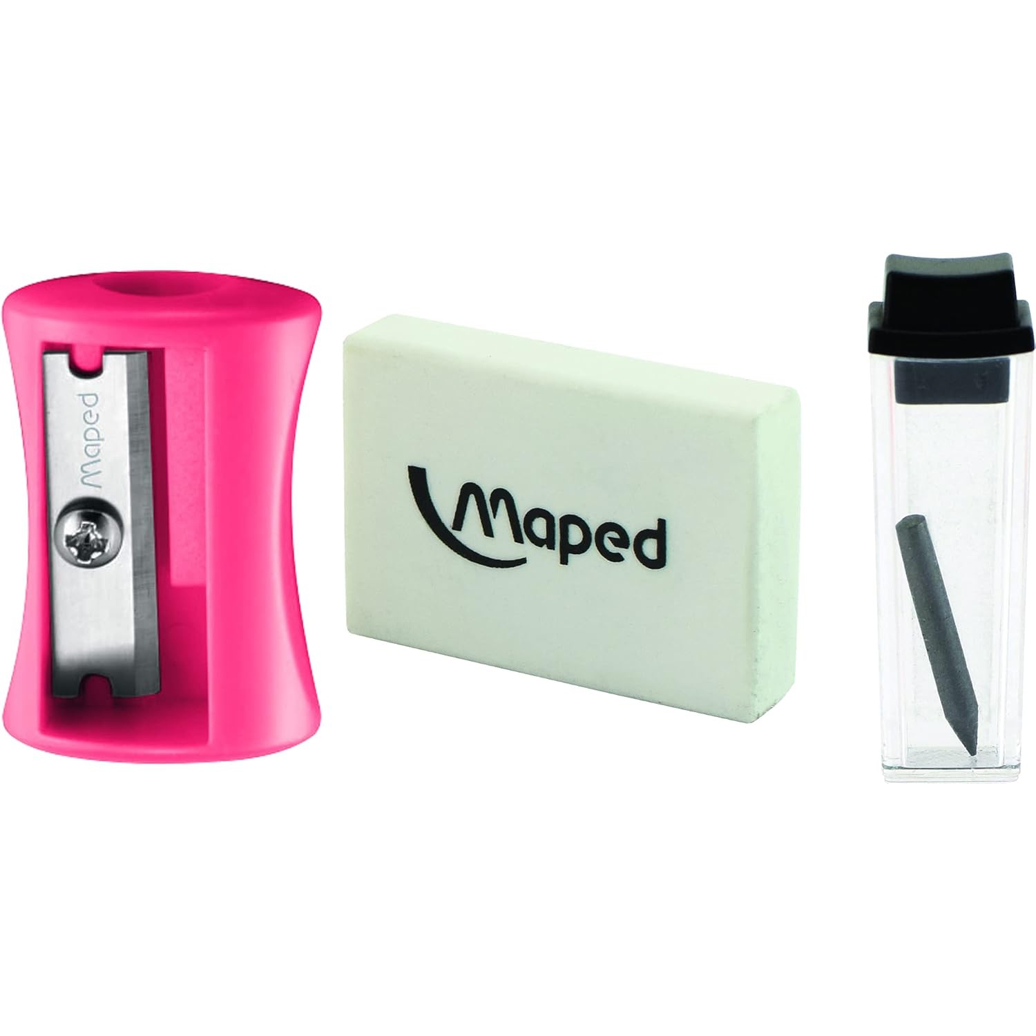 Maped Study Geometry 10 Piece Set, includes: 2 Metal Study Compasses, 2 Triangles, 6" Ruler, 4" Protractor, Pencil for Compass, Pencil Sharpener,