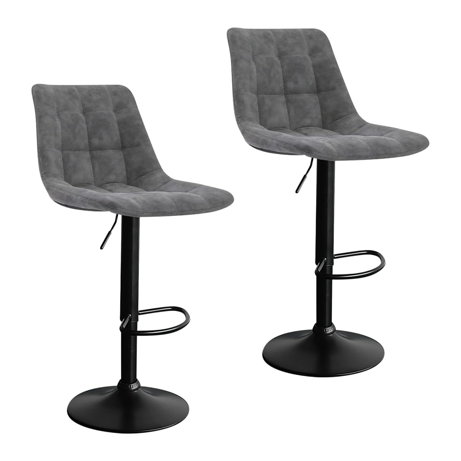 Bar Stools Set of 2, Swivel BarStools for Kitchen, Adjustable PU Leather Bar Chairs, Modern Armless Kitchen Island Stool, Height Adjustable Counter
