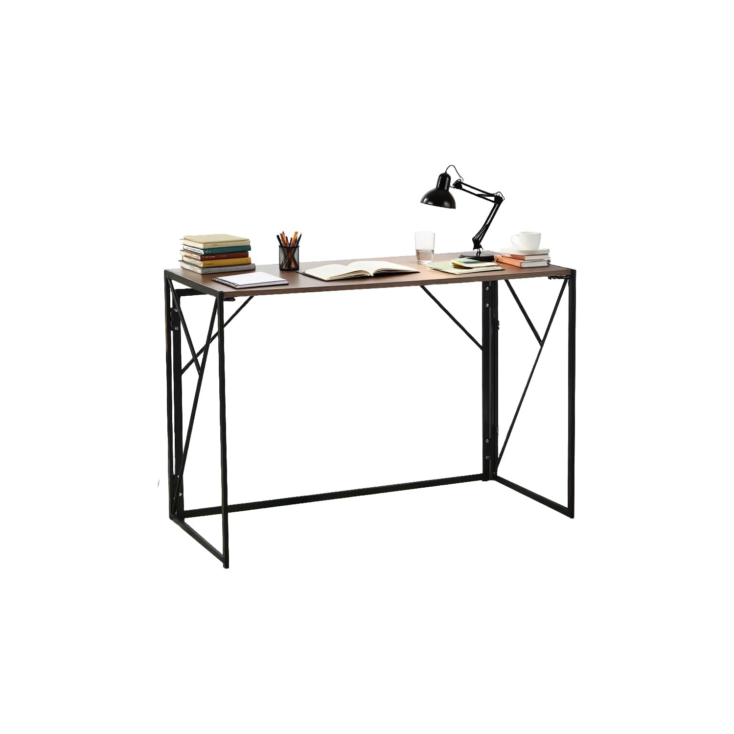 Folding Computer Desk, 100 x 50 x 75 cm, Space-Saving Study Table, Portable Home Office Desk with Steel Frame