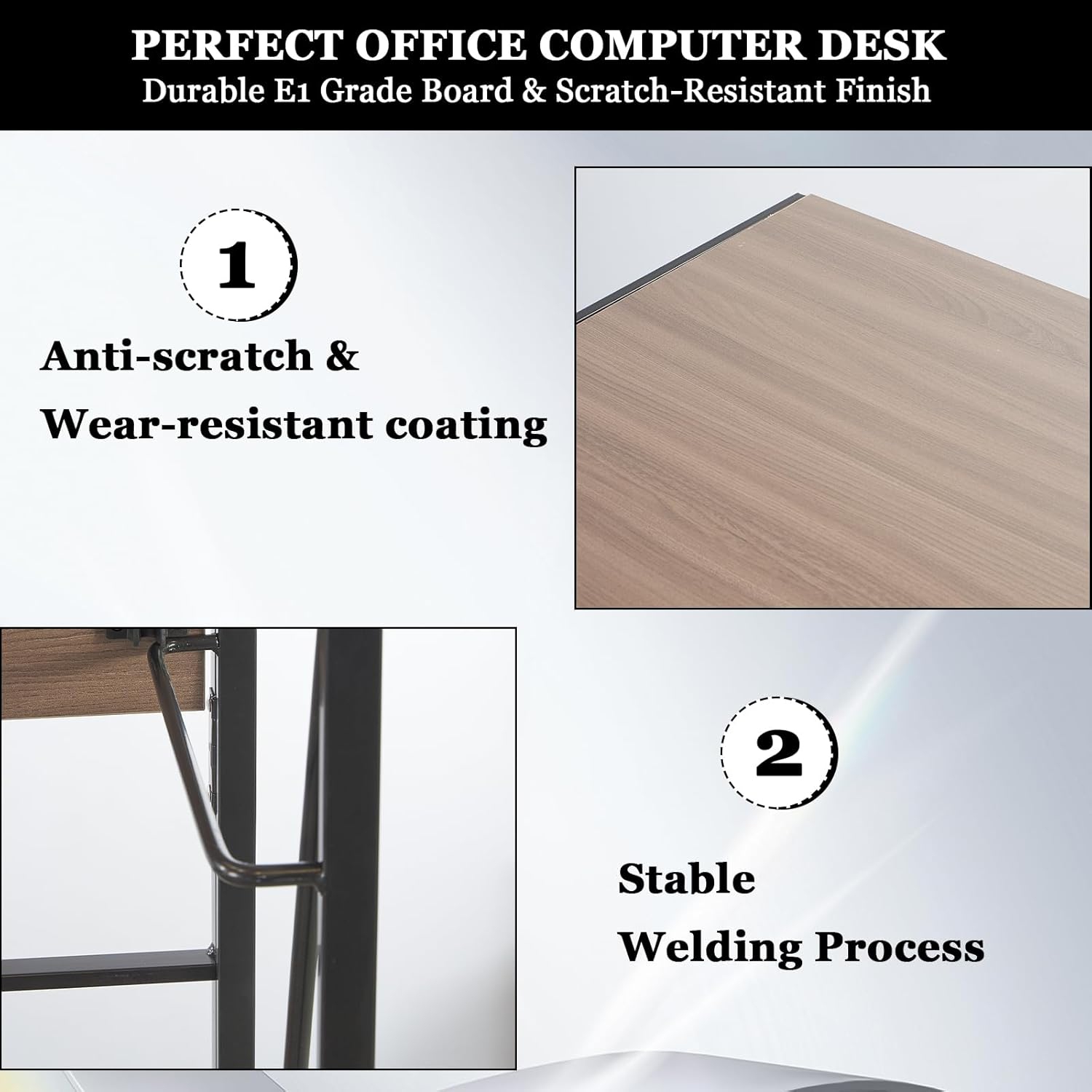 Folding Computer Desk, 100 x 50 x 75 cm, Space-Saving Study Table, Portable Home Office Desk with Steel Frame