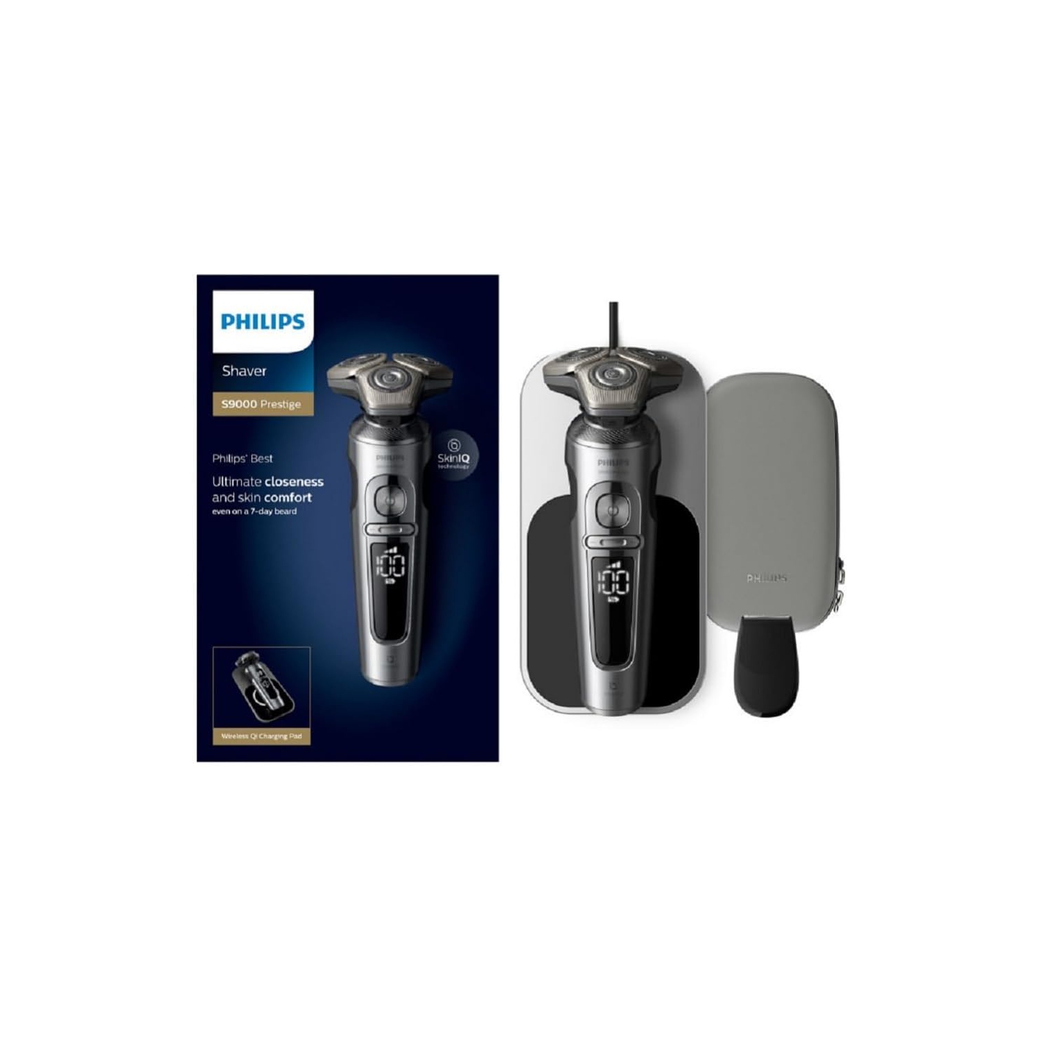 Philips Electric Shaver Series 9000 Prestige, Wet & Dry with SkinIQ technology & Hydro SkinGlide Coating, Black Grey, SP9871/13