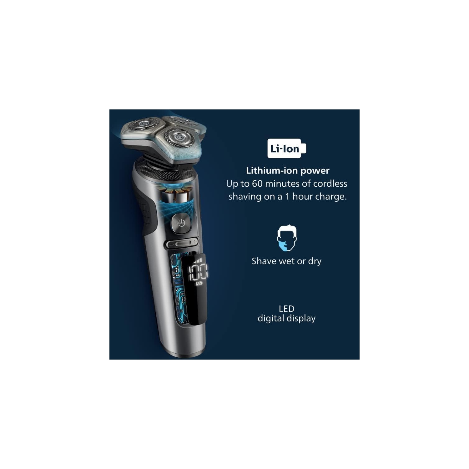 Philips Electric Shaver Series 9000 Prestige, Wet & Dry with SkinIQ technology & Hydro SkinGlide Coating, Black Grey, SP9871/13
