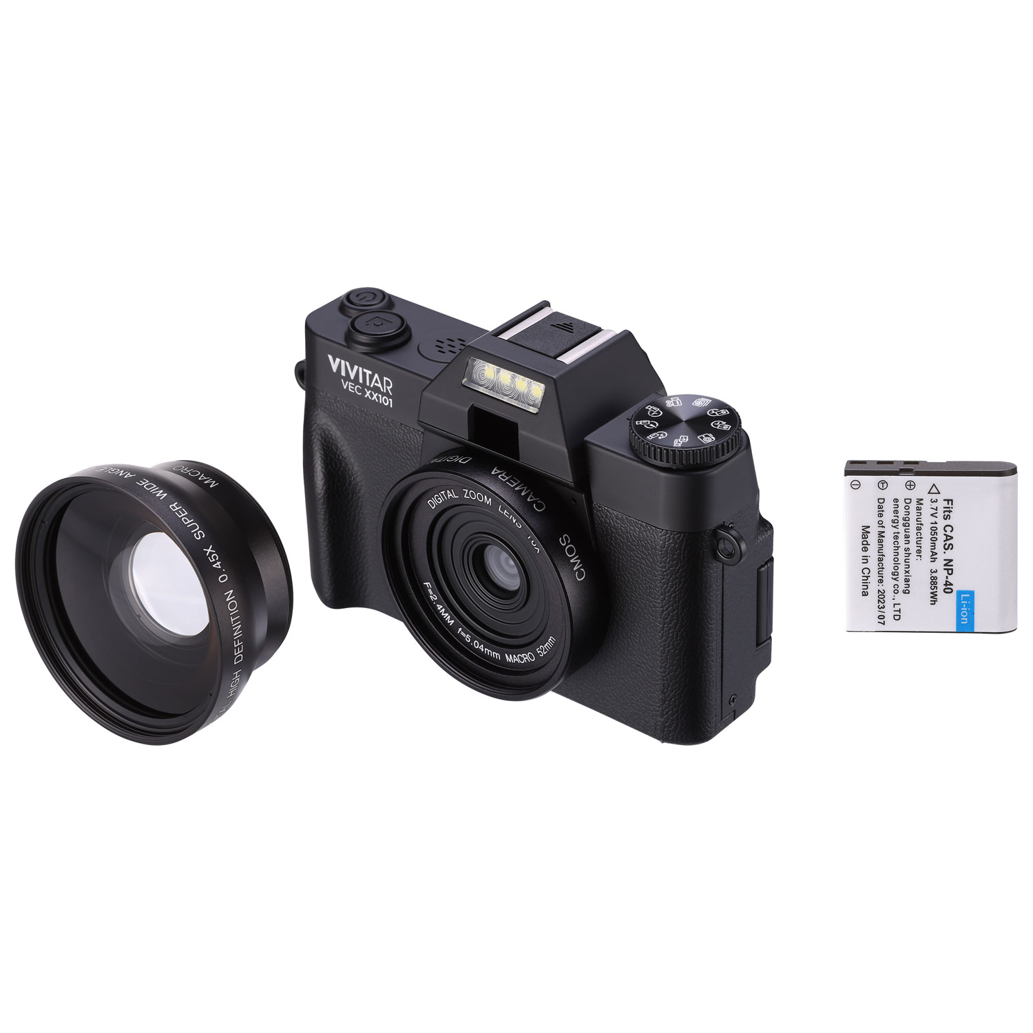 Appareil photo numérique Wi-Fi vidéo 4K de 20 Mpx VECXX101 de Vivitar - Noir