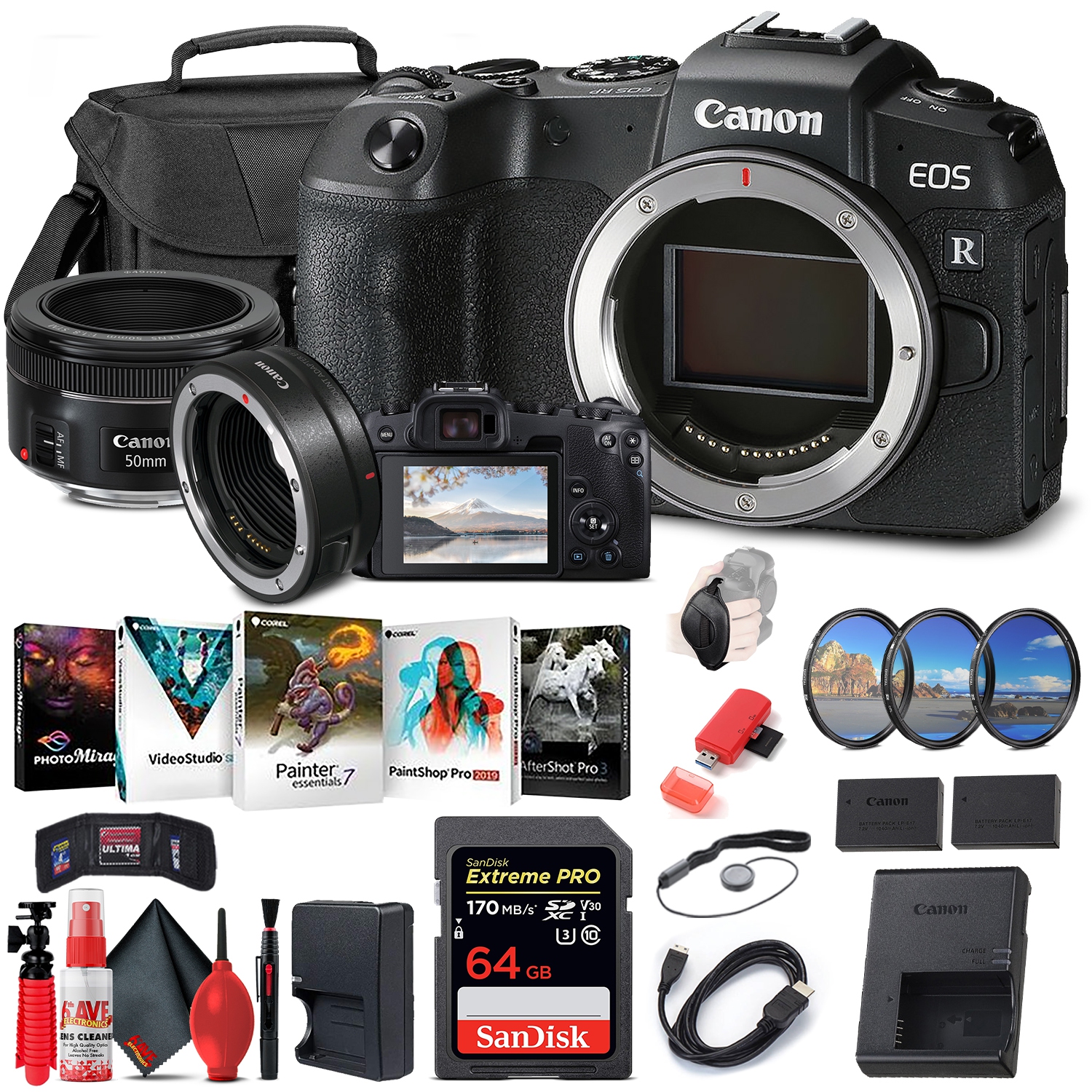 Canon EOS RP Mirrorless Digital Camera + EF 50mm Filter Set Bundle
