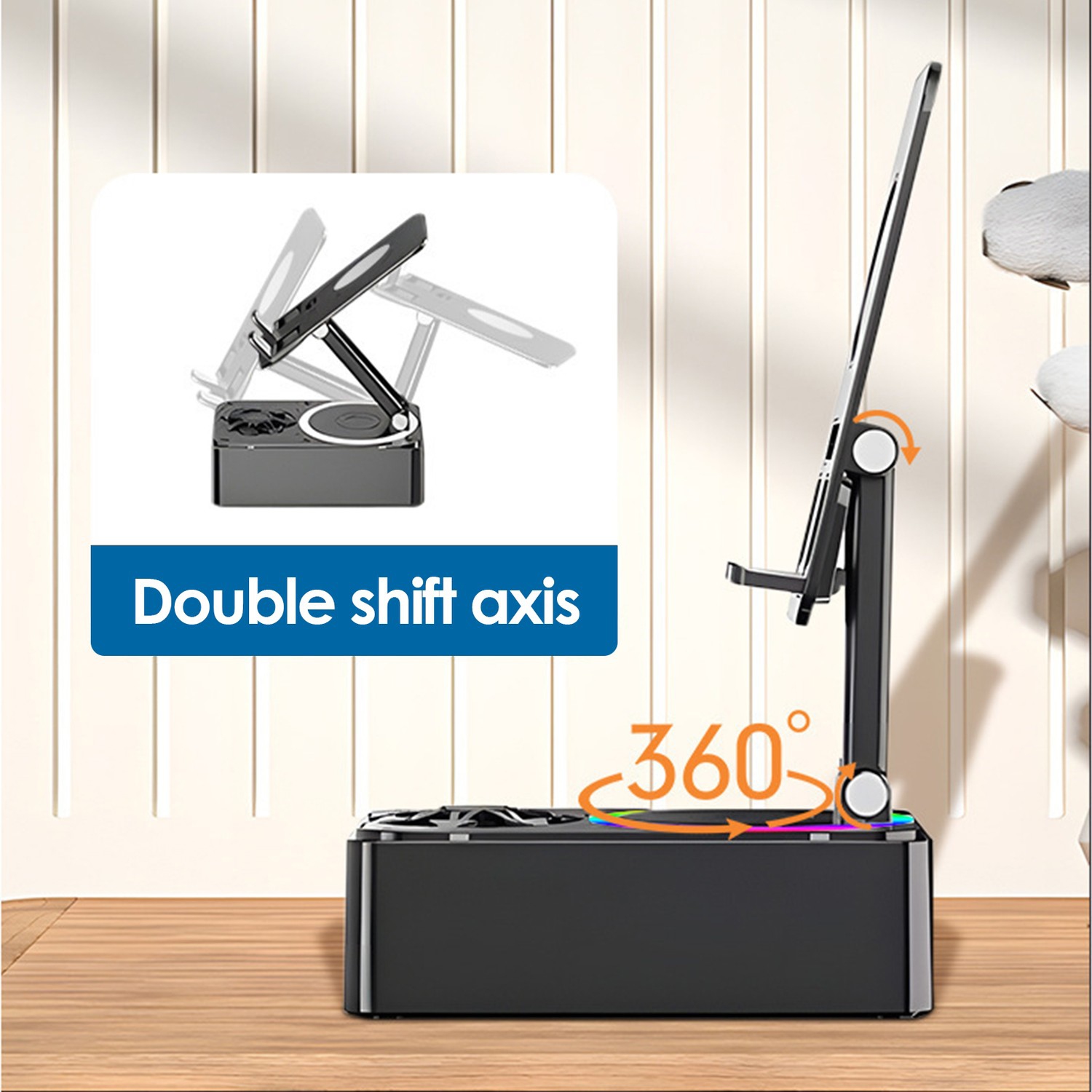 Adjustable Phone Stand with Bluetooth Speaker Hands-Free Entertainment Mobile Phone Stand Portable and Mobile, Single Microphone